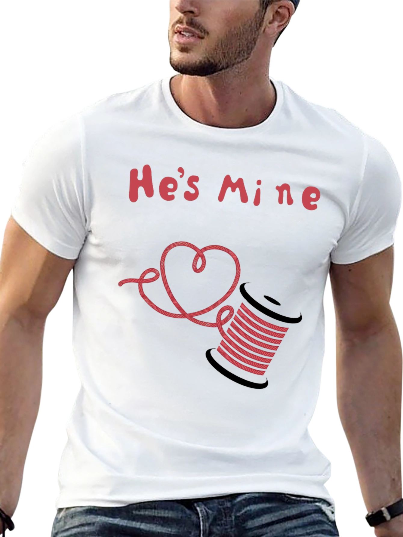 Hes Mine T-Shirt - Thread Spool & Heart Design