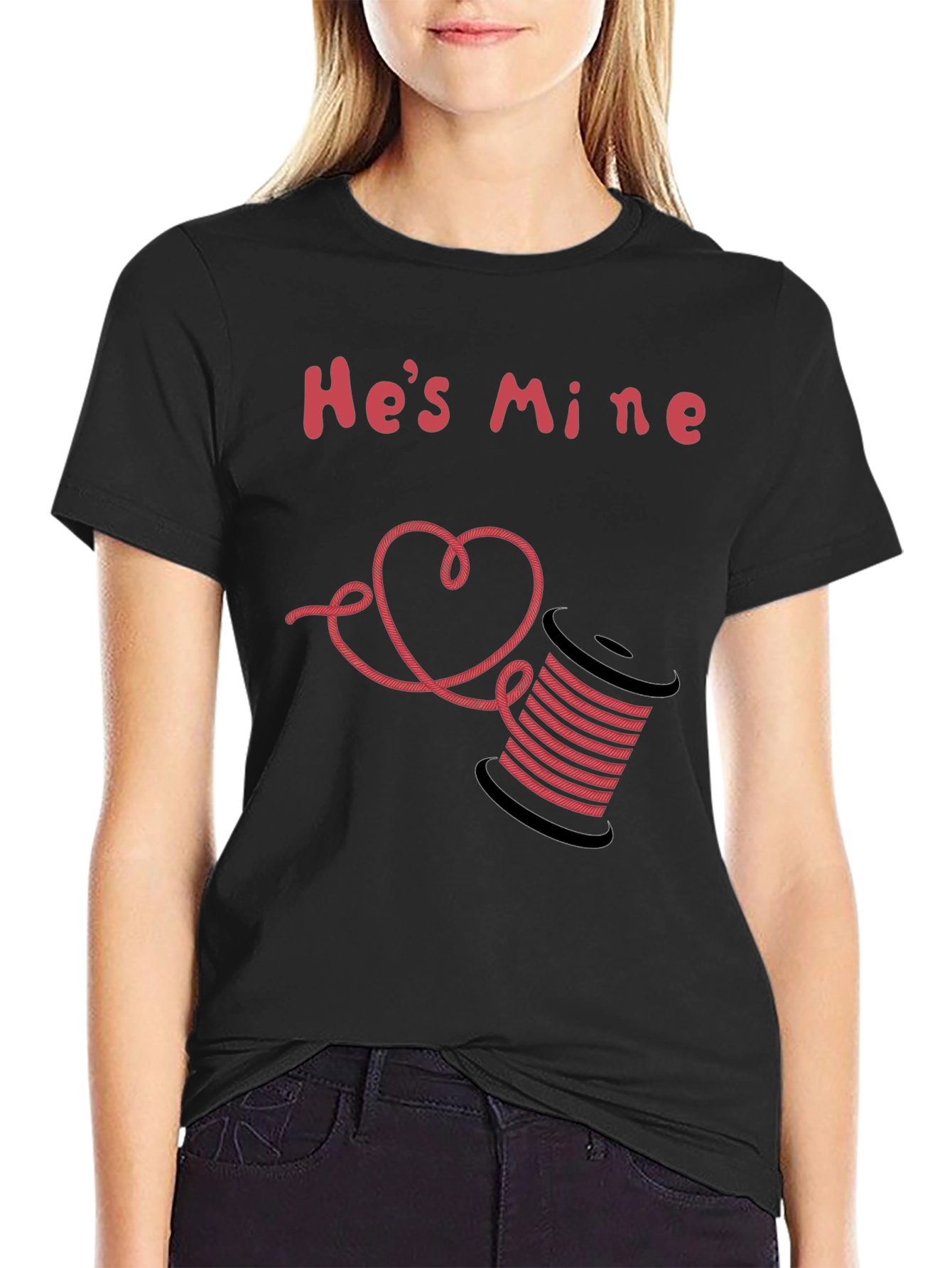 Hes Mine T-Shirt - Thread Spool & Heart Design