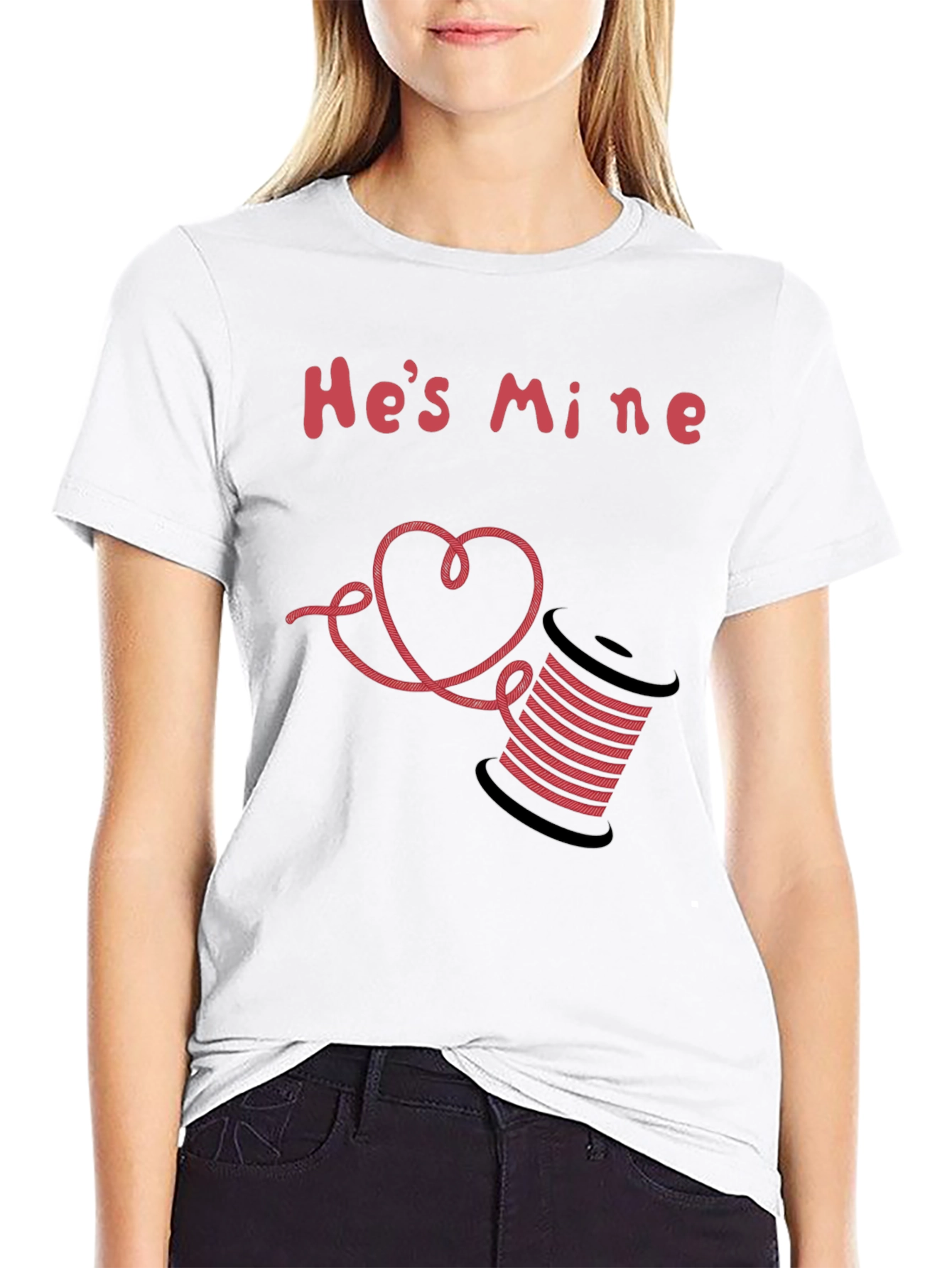 Hes Mine T-Shirt - Thread Spool & Heart Design