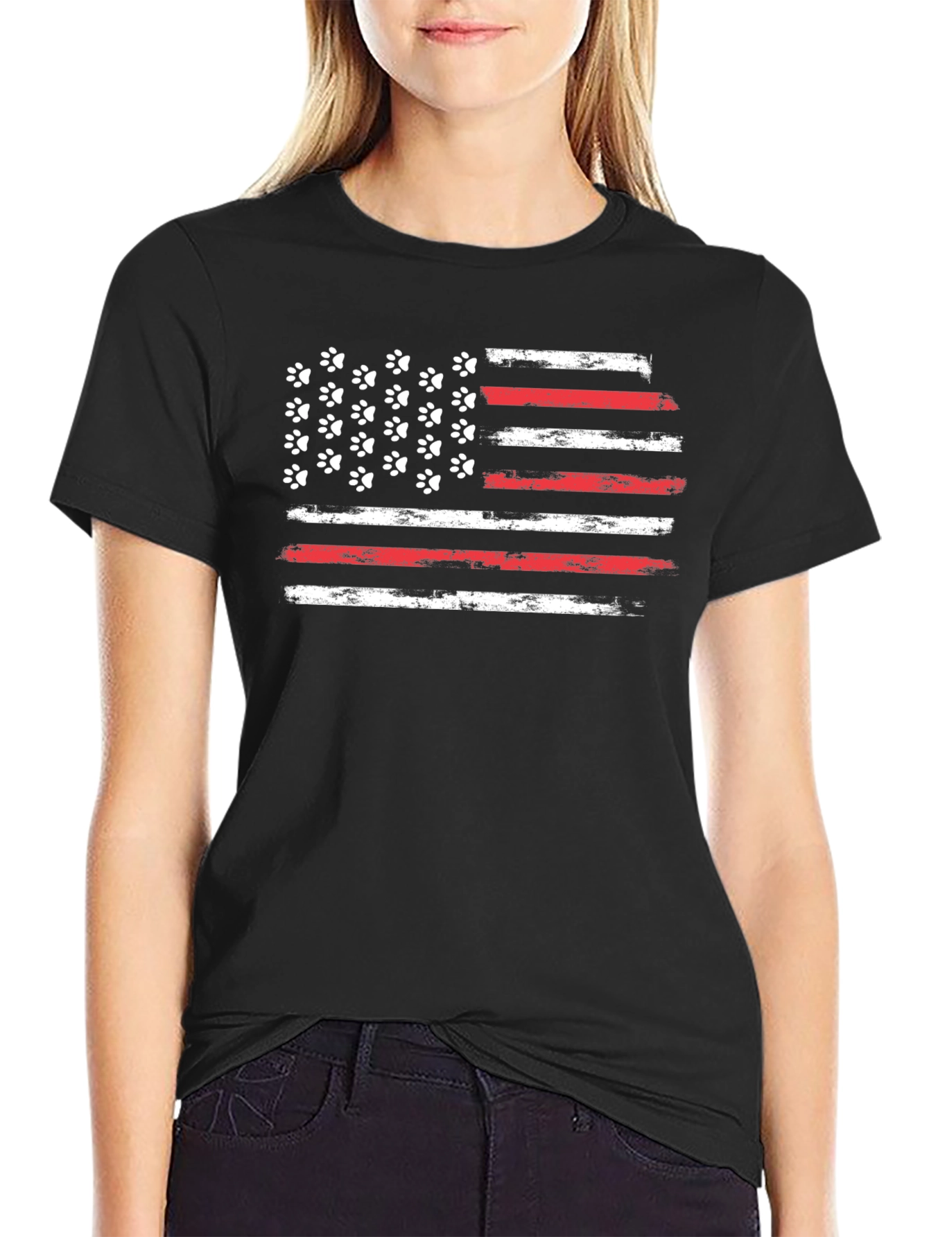 American Flag Paw Print Graphic Tee
