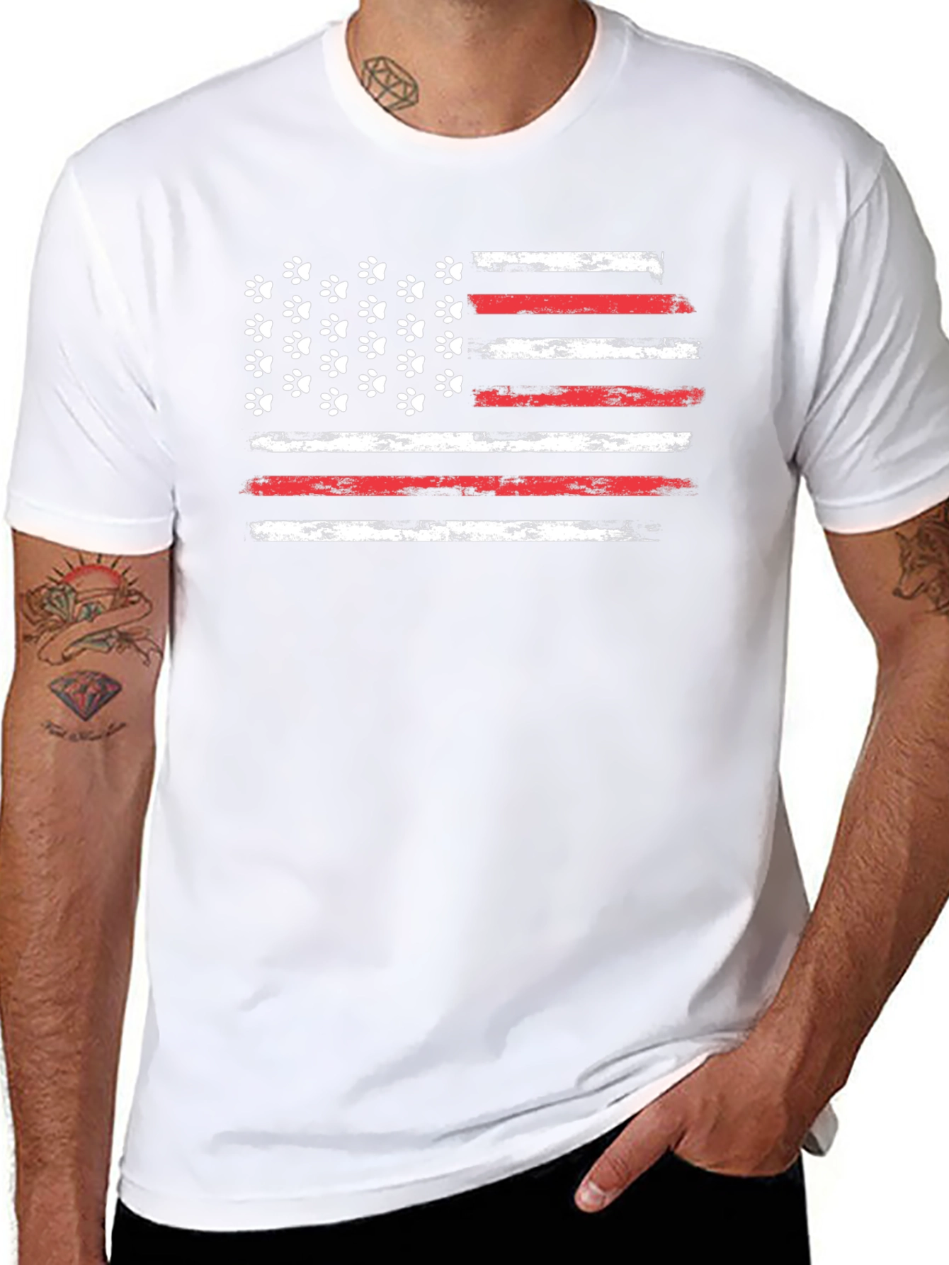 American Flag Paw Print Graphic Tee