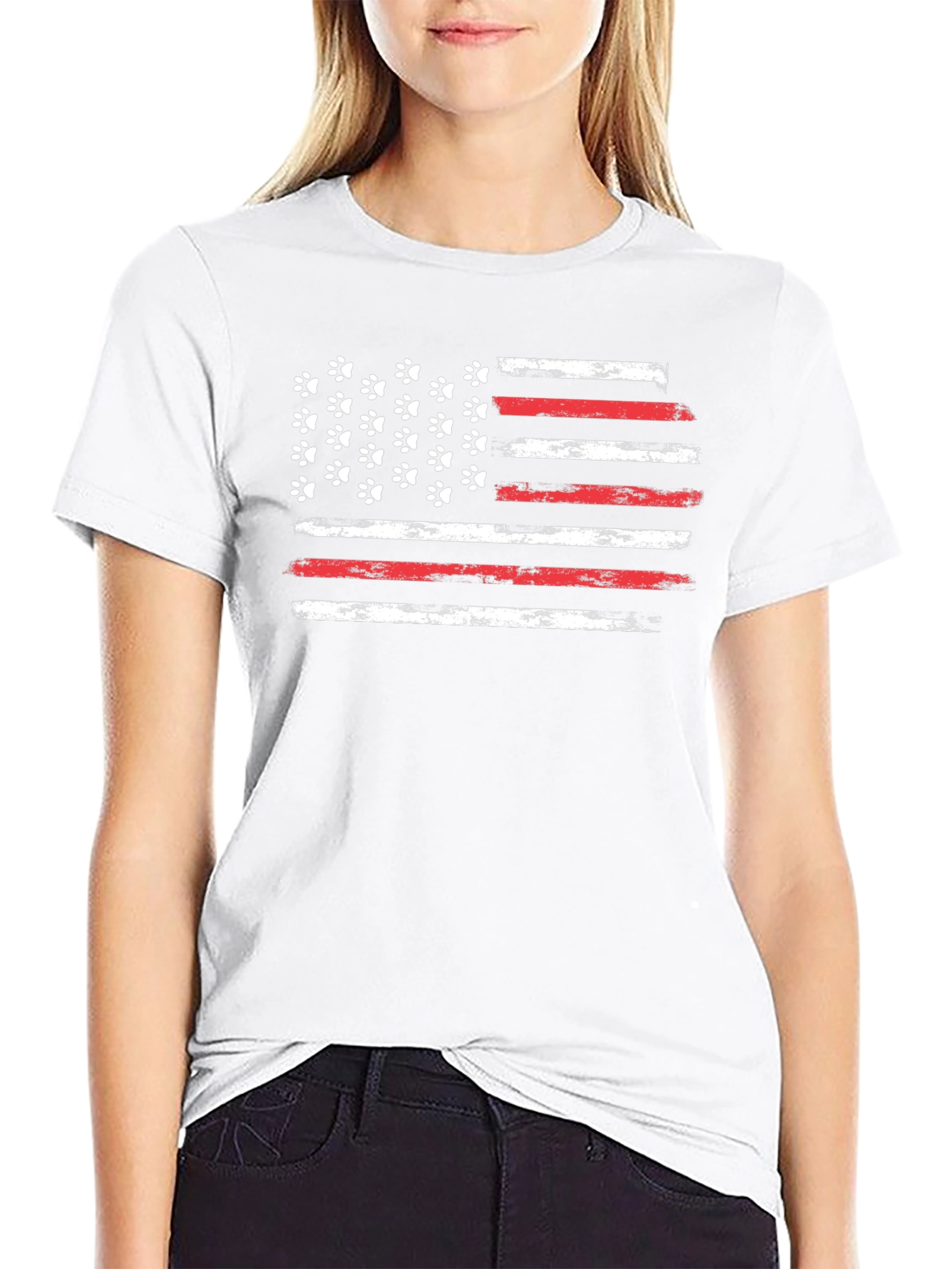 American Flag Paw Print Graphic Tee