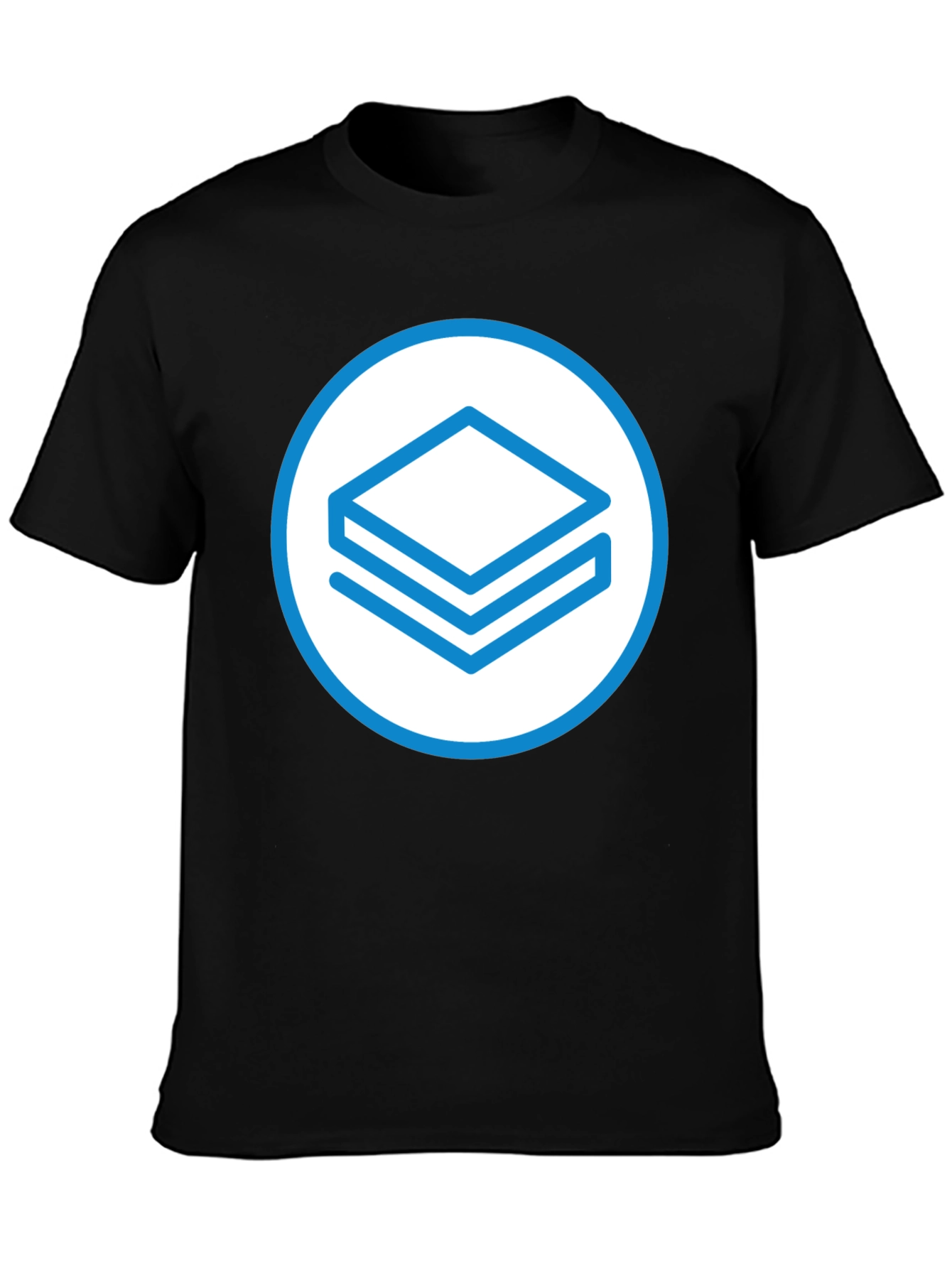 Abstract Layered Design Black T-Shirt