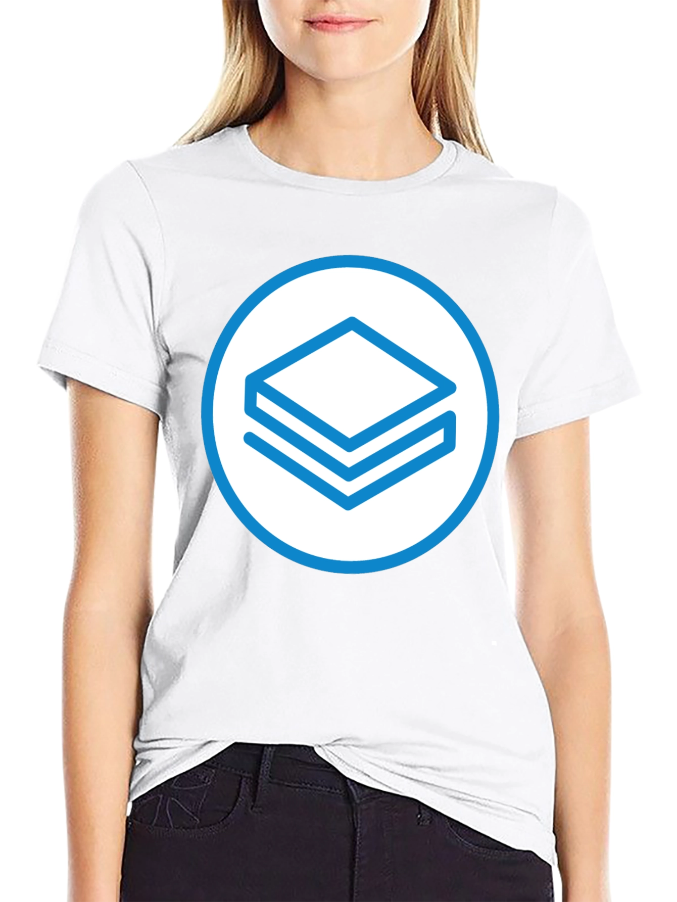Abstract Layered Design Black T-Shirt