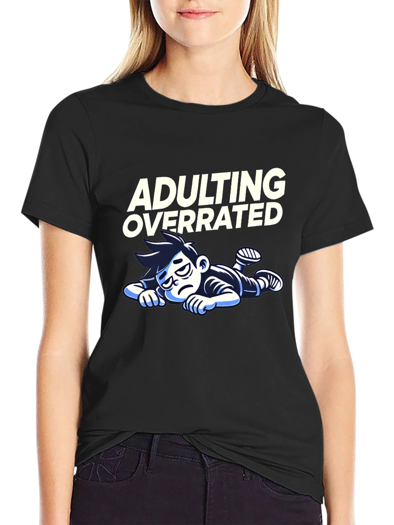 Adulting Overrated Graphic T-Shirt - Black