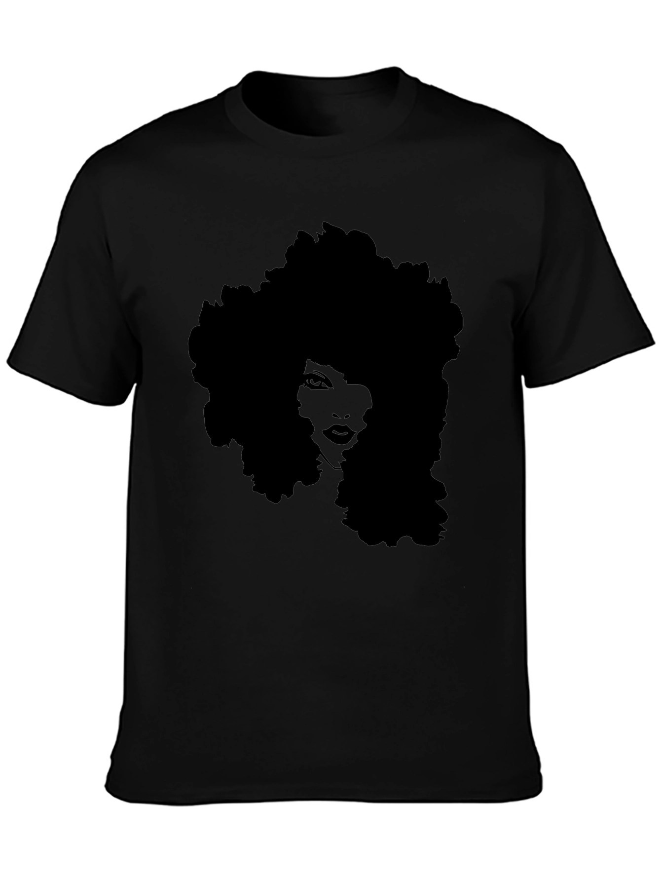 Afro Silhouette Tee - Stylish Black Graphic T-Shirt