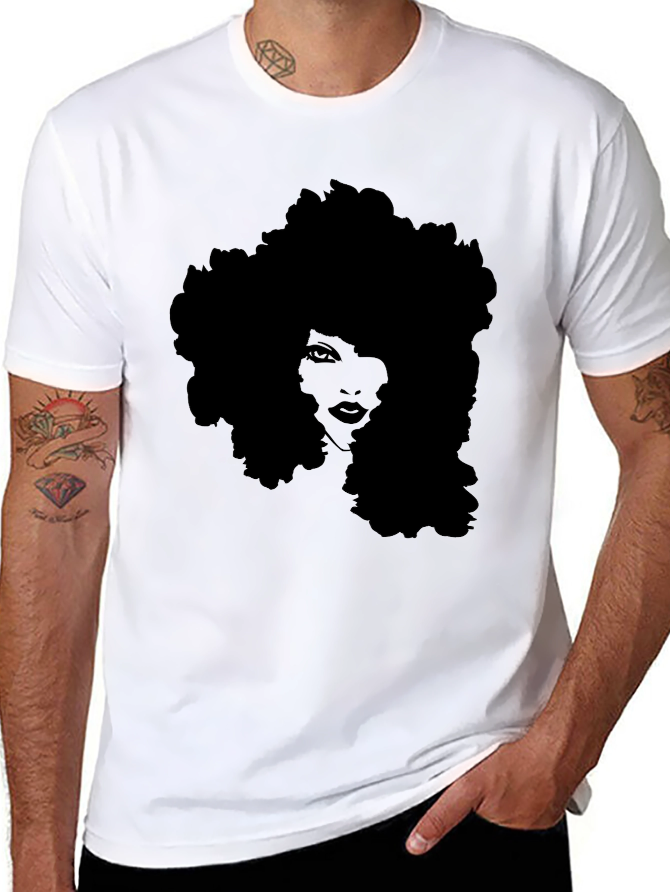 Afro Silhouette Tee - Stylish Black Graphic T-Shirt