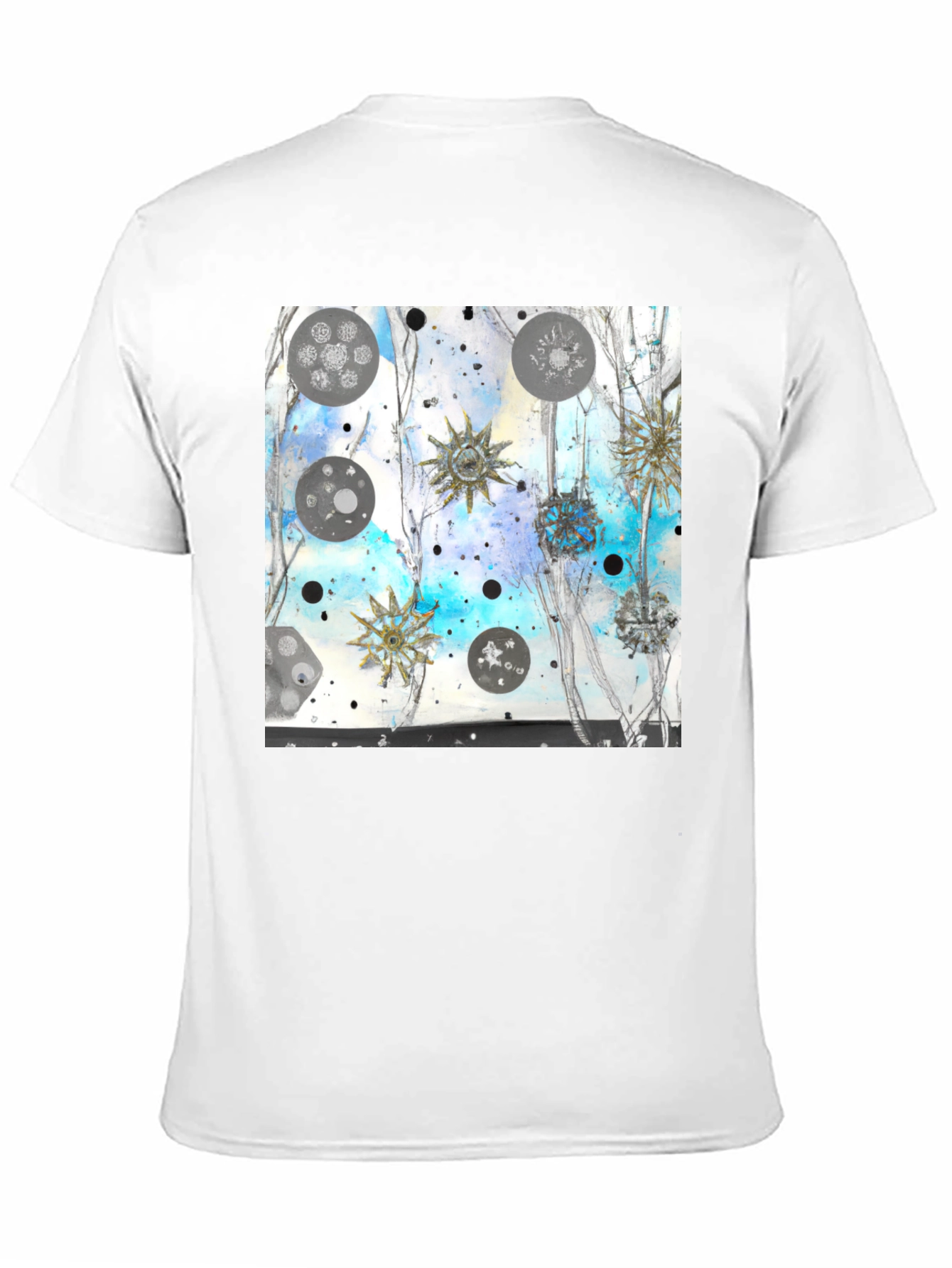 Abstract Celestial Design Black Tee