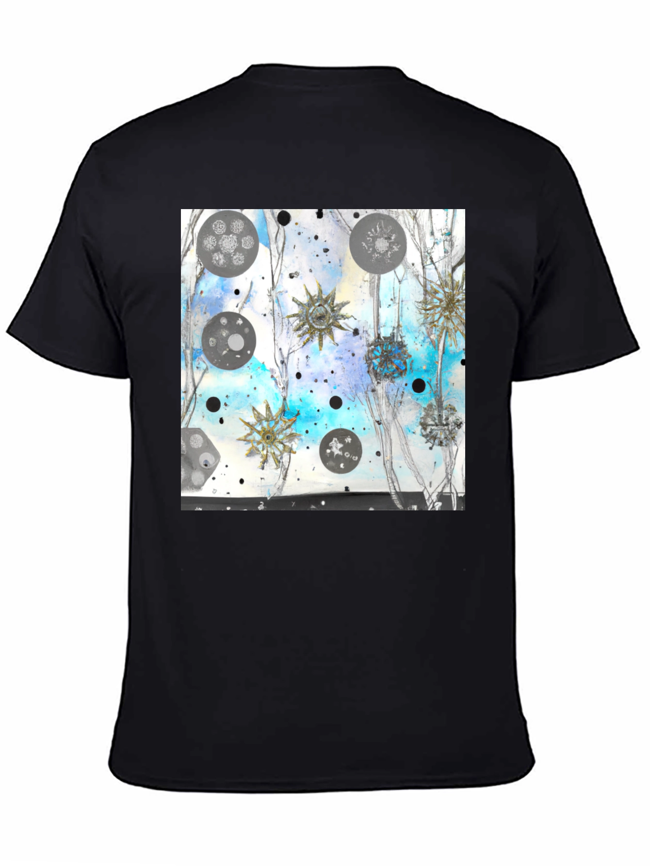 Abstract Celestial Design Black Tee