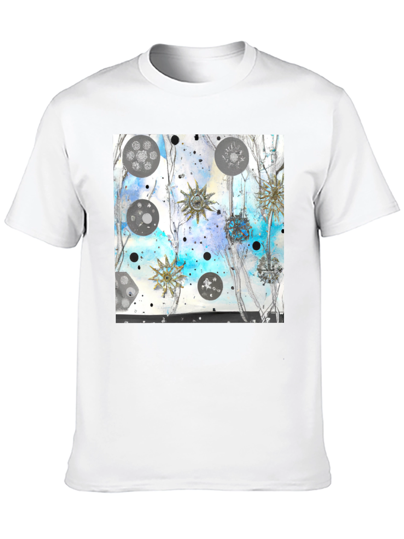 Abstract Celestial Design Black Tee
