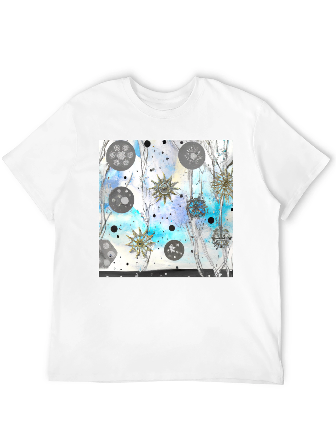 Abstract Celestial Design Black Tee