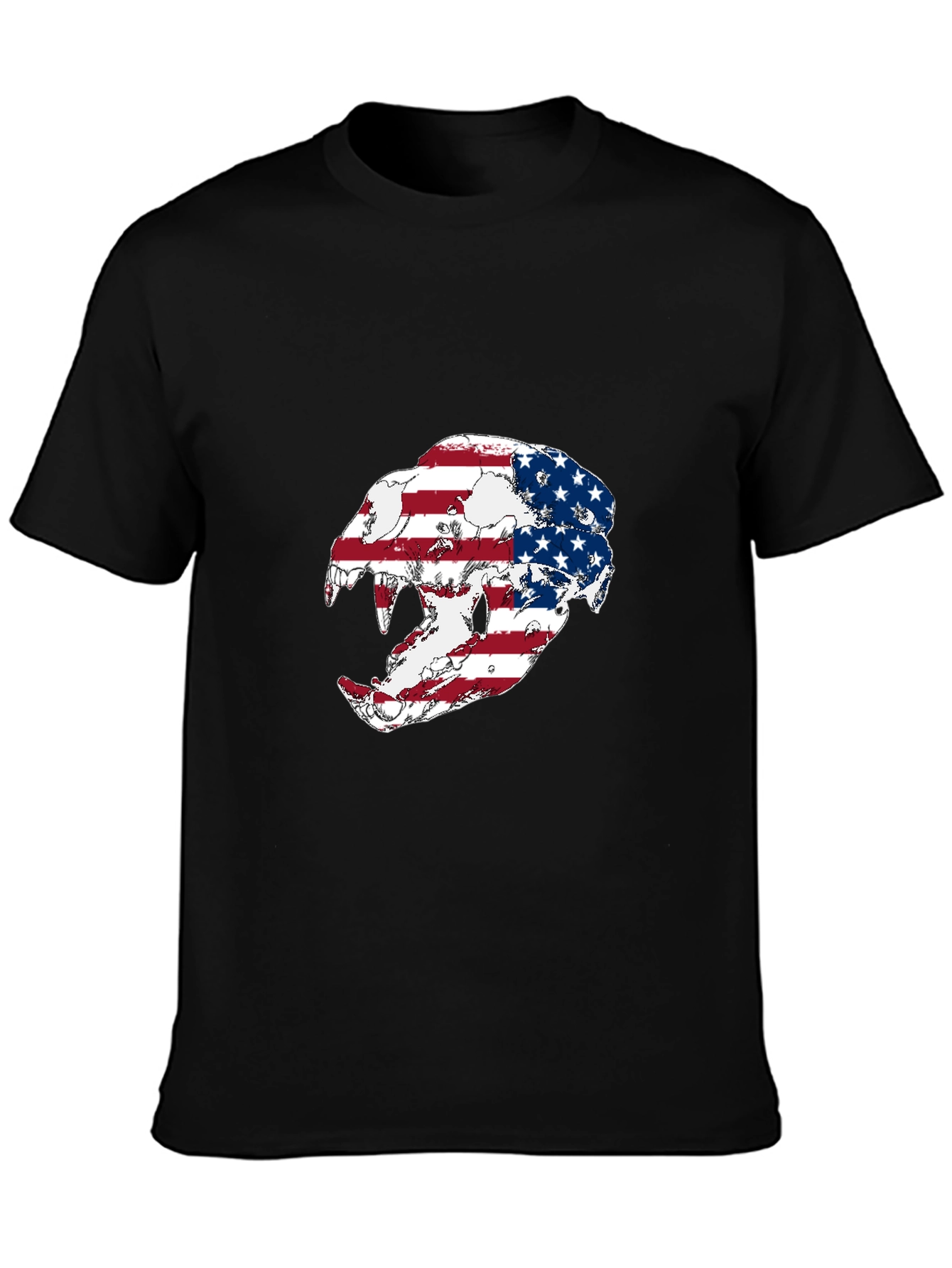 American Flag Leopard Skull Graphic Tee