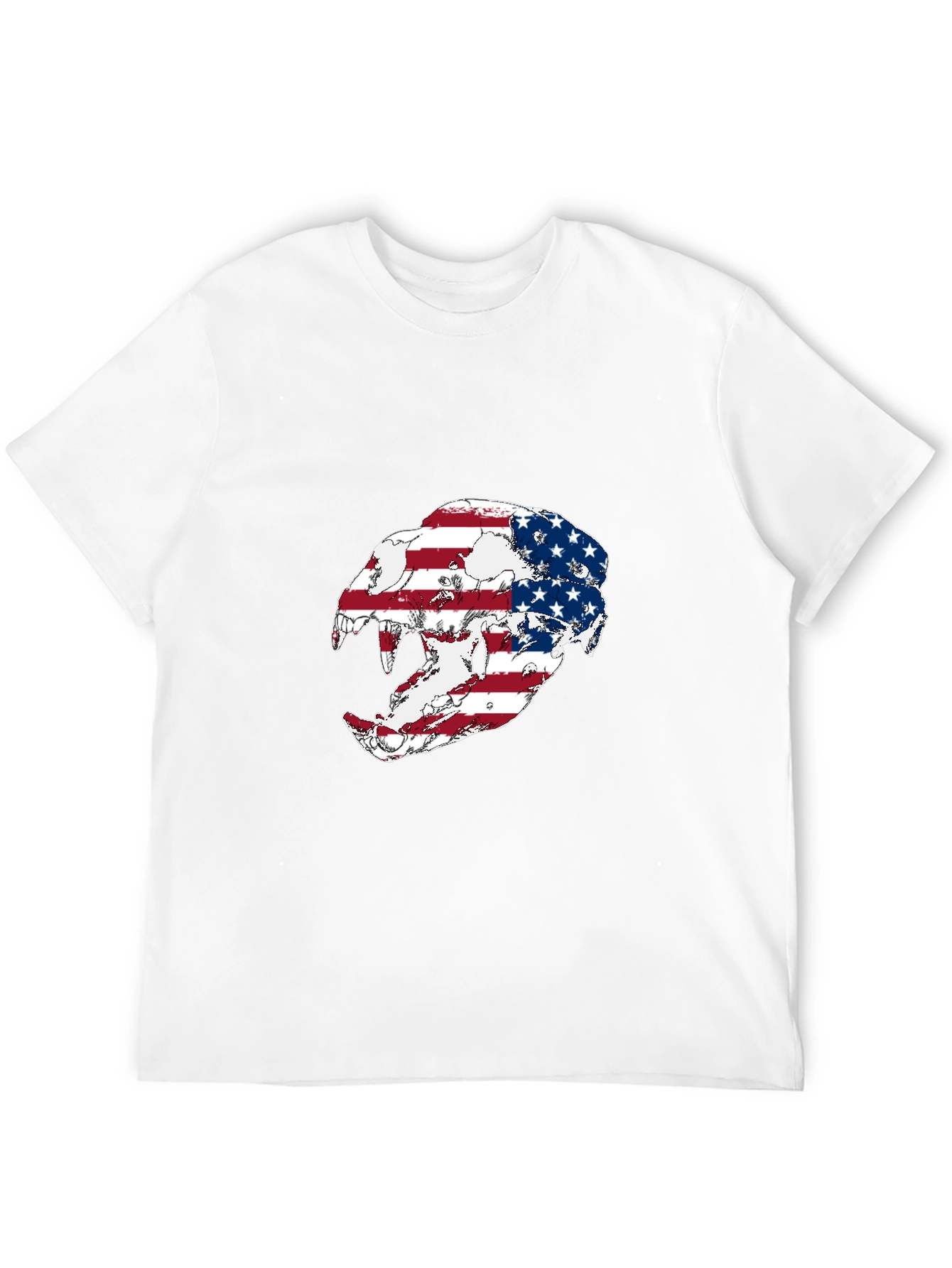American Flag Leopard Skull Graphic Tee