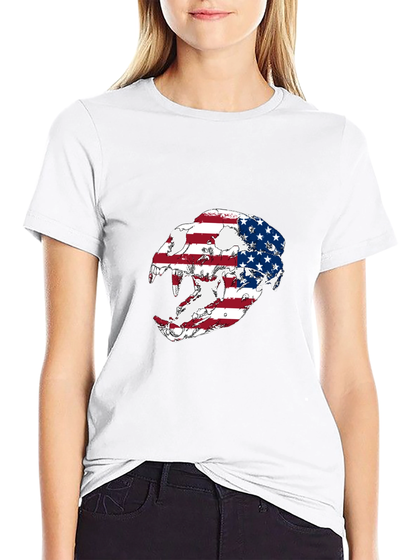 American Flag Leopard Skull Graphic Tee