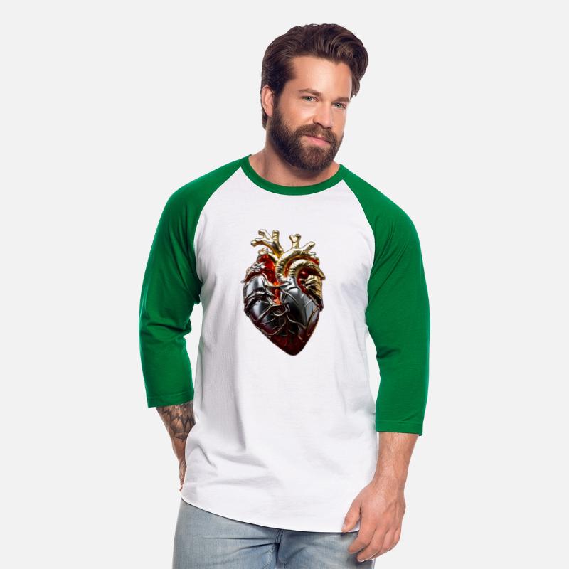 Human heart in flames cast in gold silver Bright