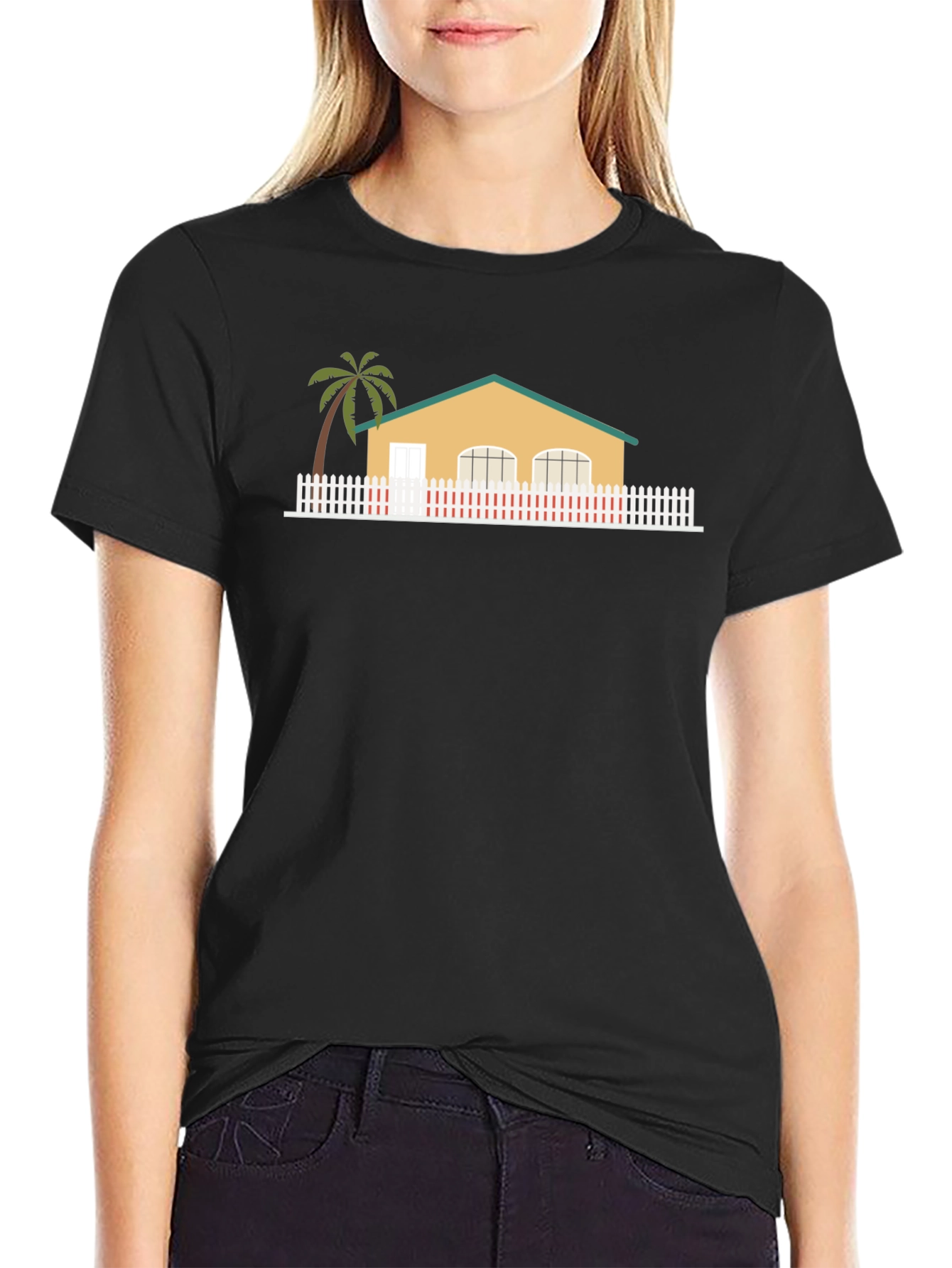 House with Palm Tree Graphic T-Shirt