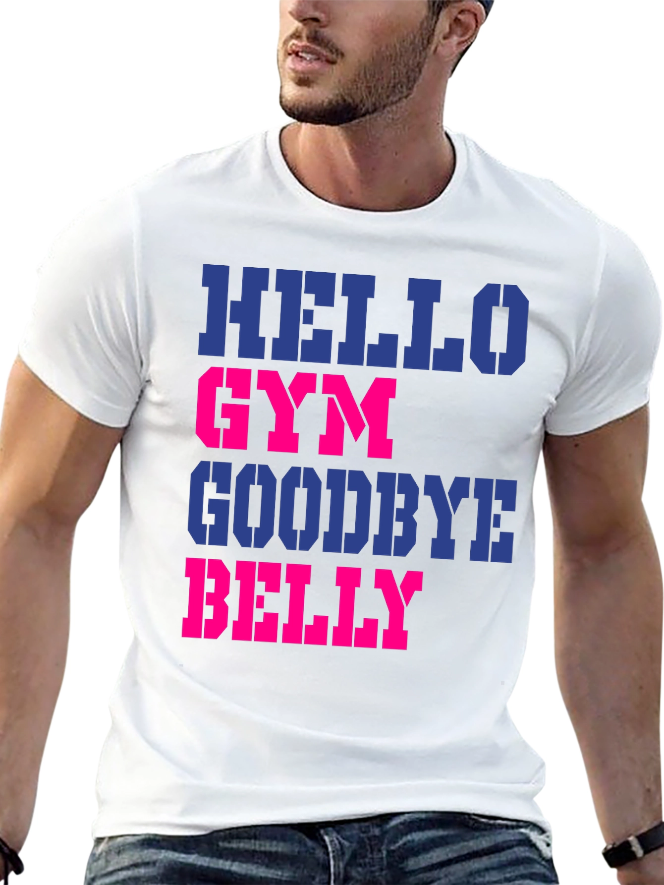 Hello Gym Goodbye Belly Mens Black T-Shirt