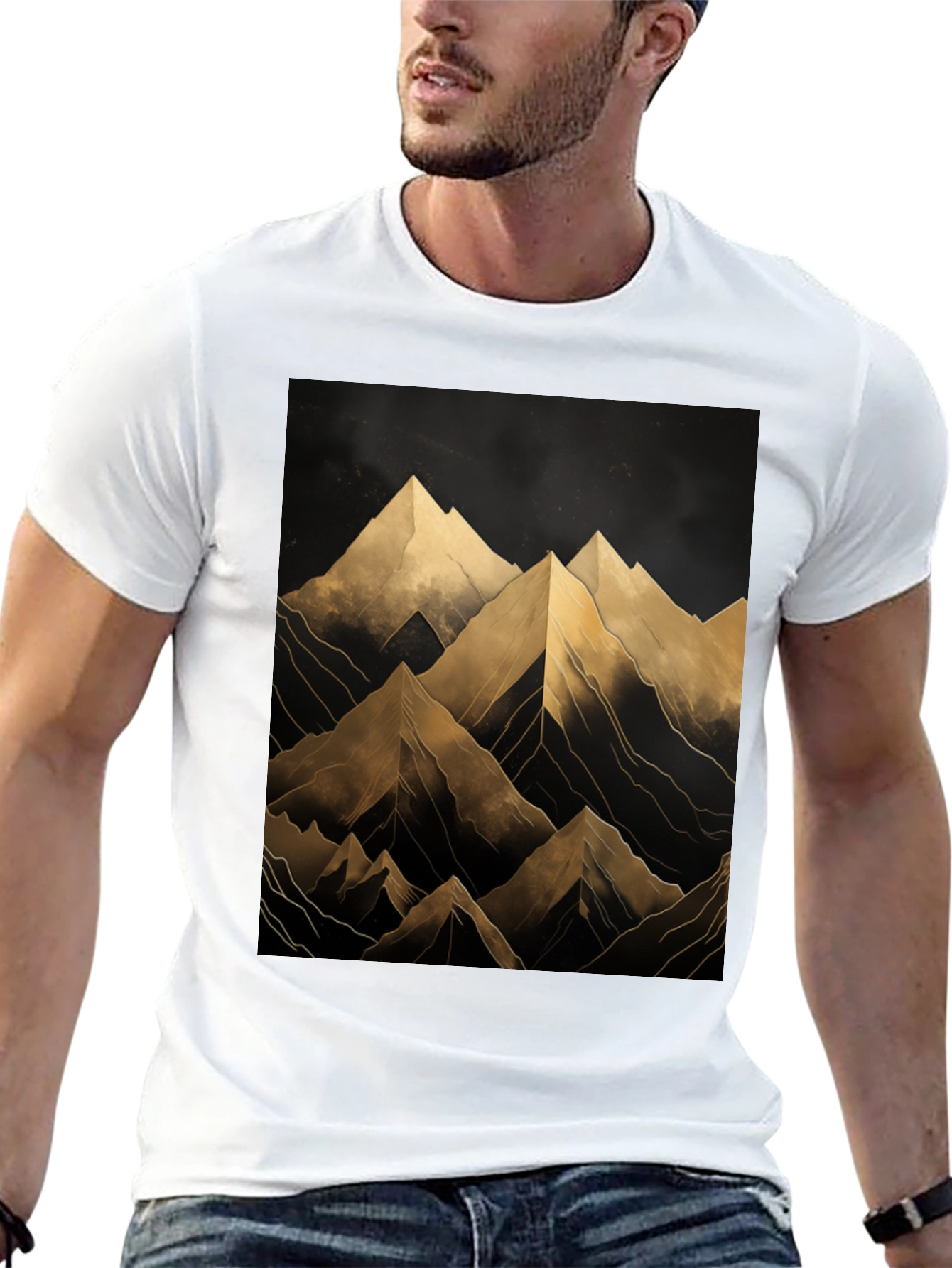 Abstract Mountain Graphic Black T-Shirt