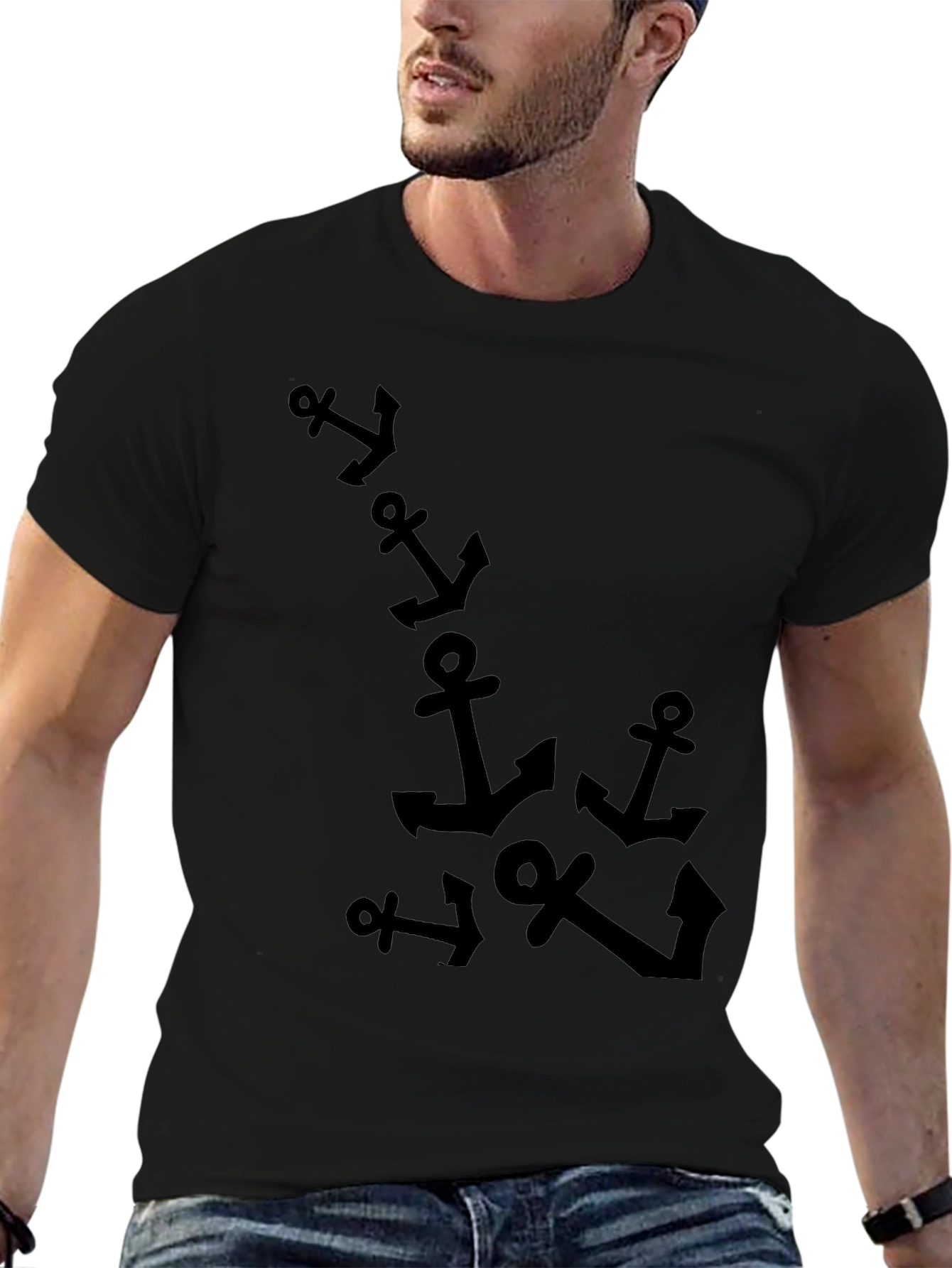 Anchor Print Black T-Shirt