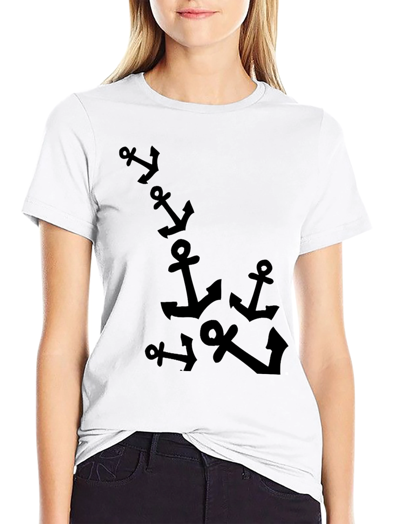 Anchor Print Black T-Shirt