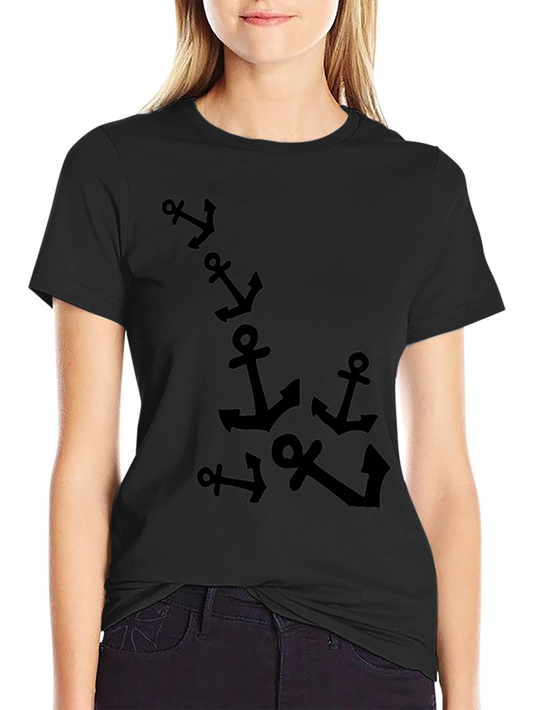 Anchor Print Black T-Shirt
