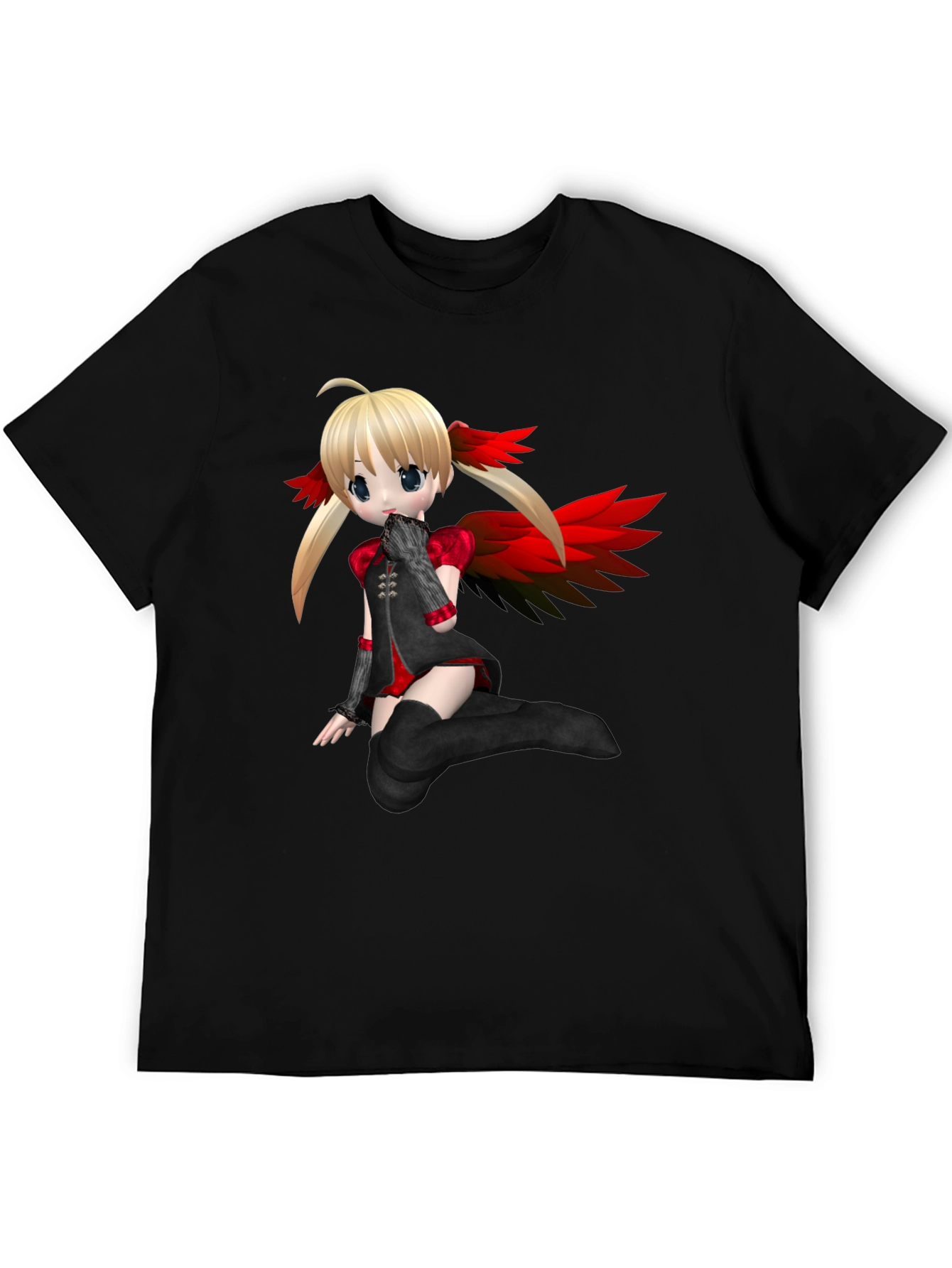 Anime Girl Graphic Black T-Shirt