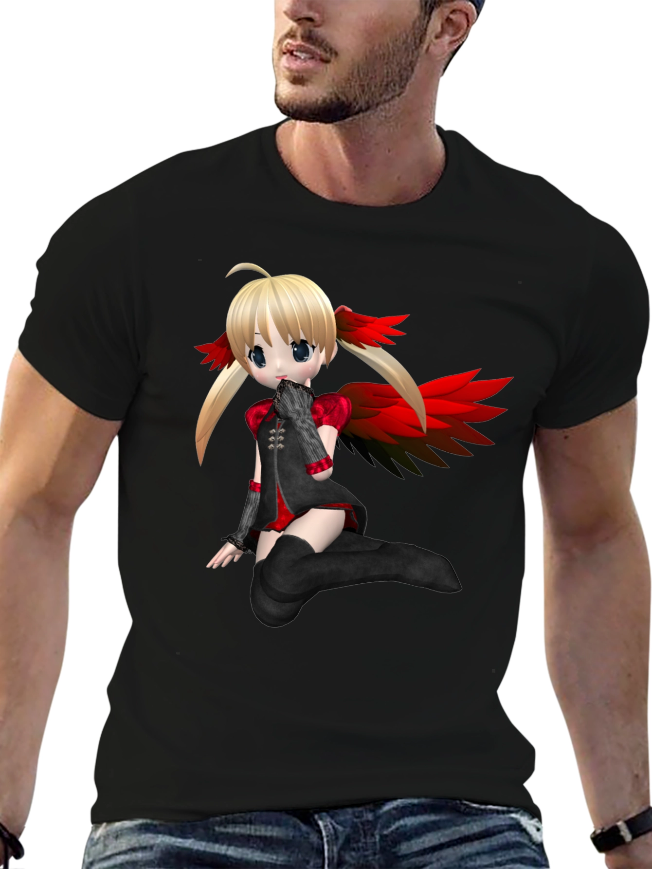 Anime Girl Graphic Black T-Shirt