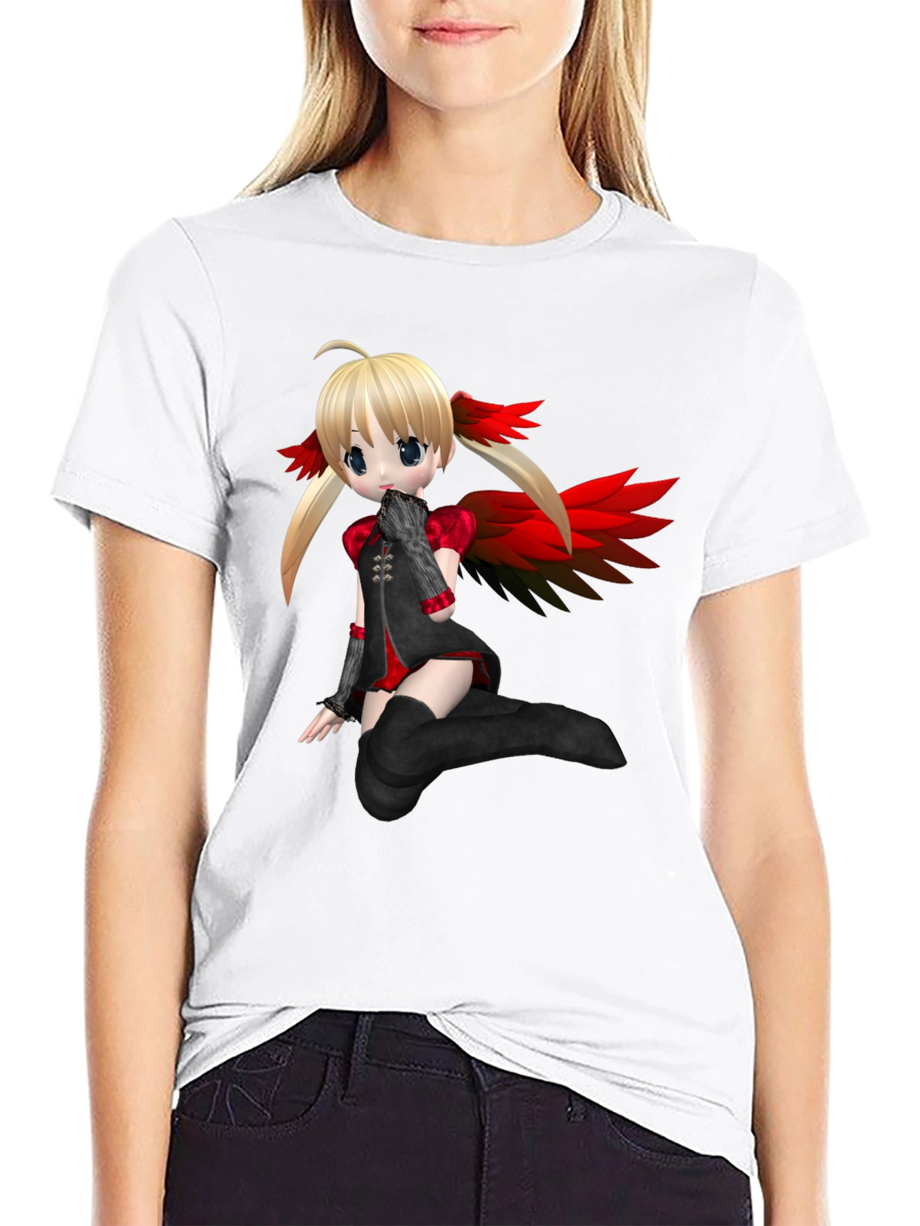 Anime Girl Graphic Black T-Shirt