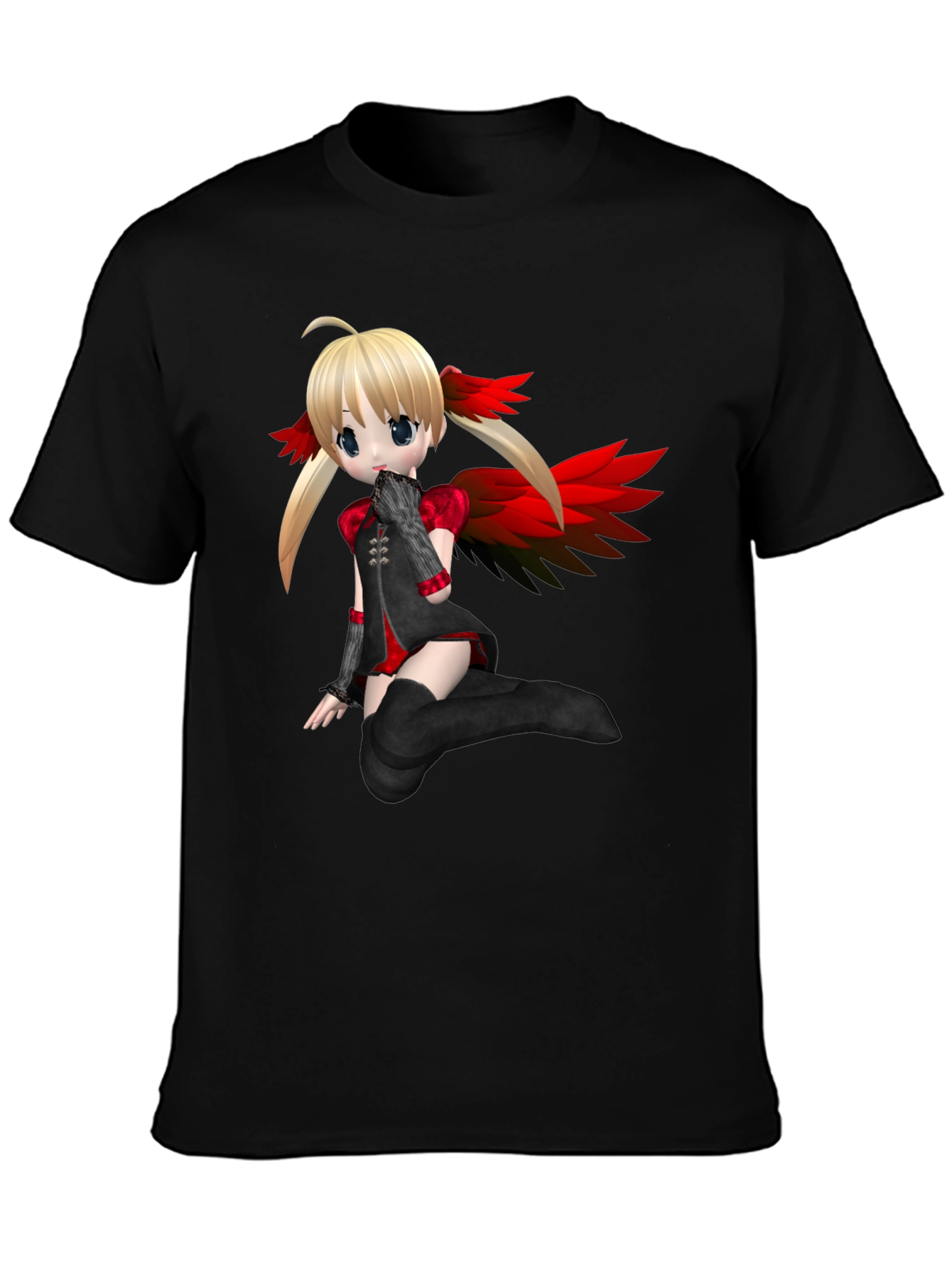 Anime Girl Graphic Black T-Shirt