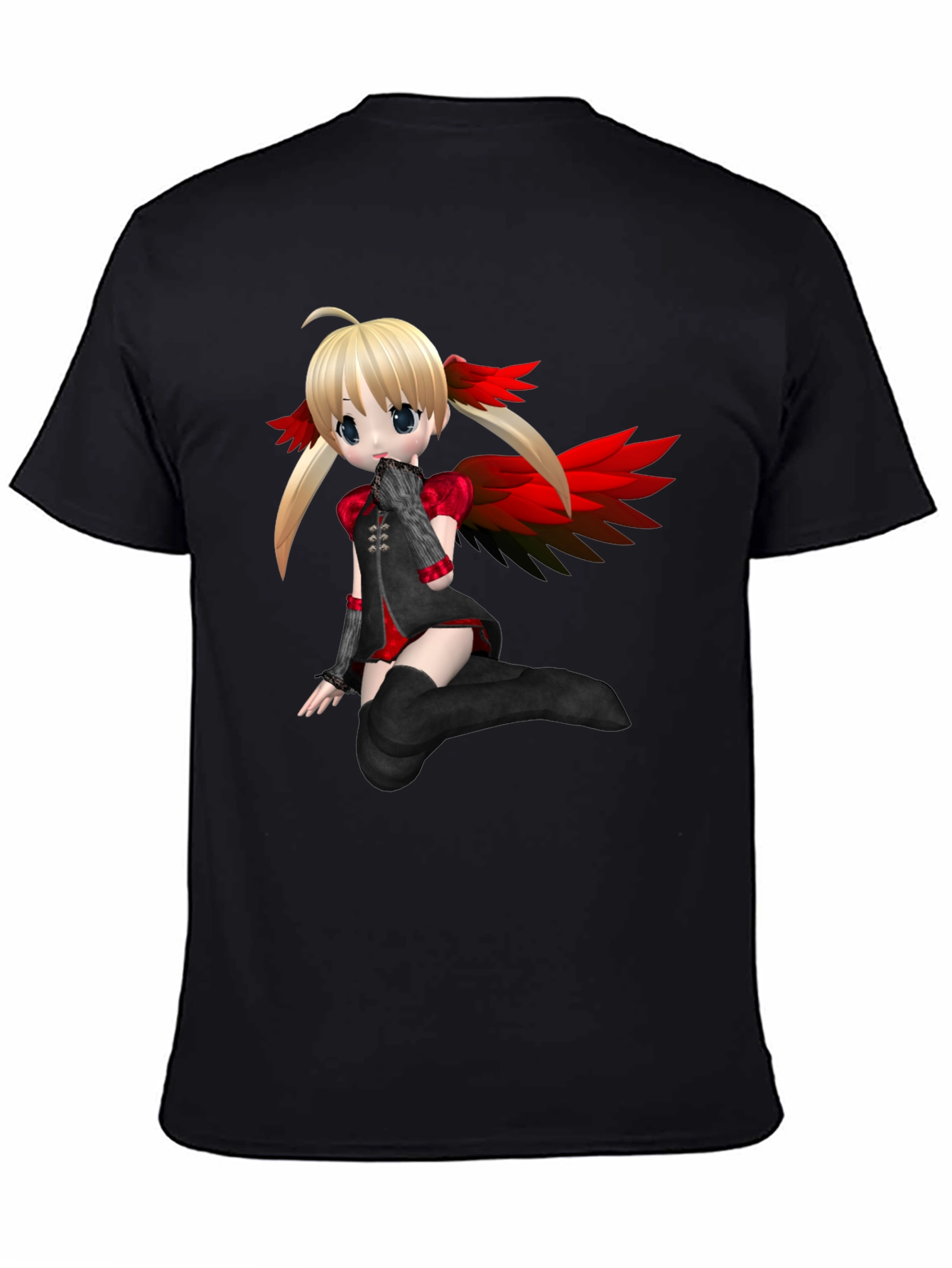 Anime Girl Graphic Black T-Shirt
