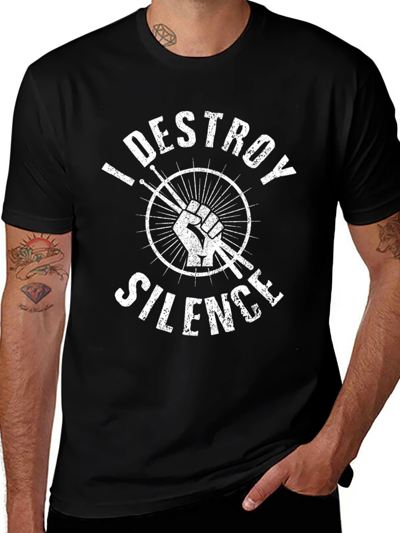 I Destroy Silence Drummer T-Shirt - Black