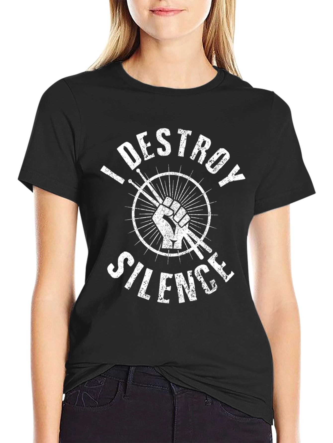 I Destroy Silence Drummer T-Shirt - Black