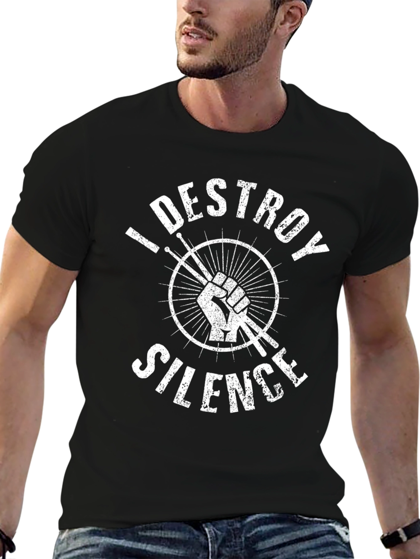 I Destroy Silence Drummer T-Shirt - Black