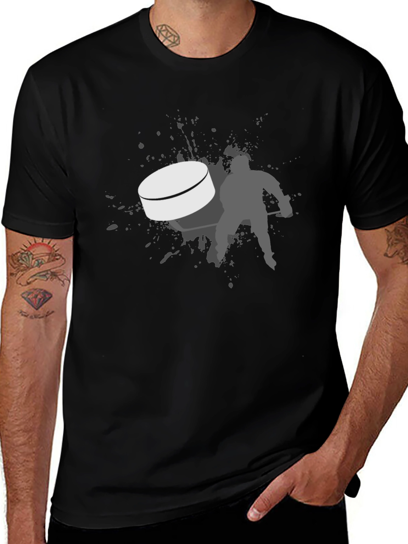 Hockey Puck T-Shirt - Black Graphic Tee
