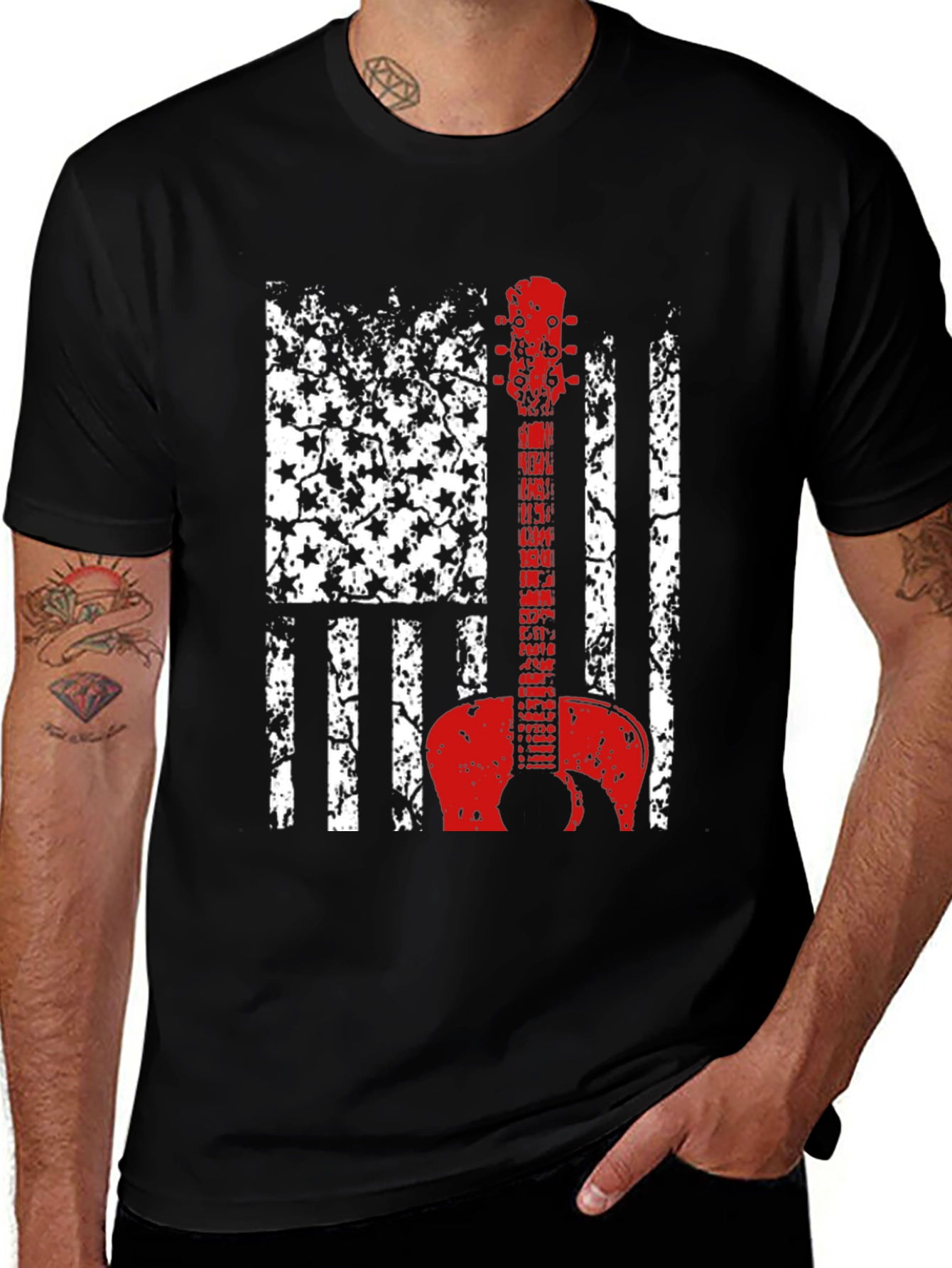American Flag Guitar T-Shirt