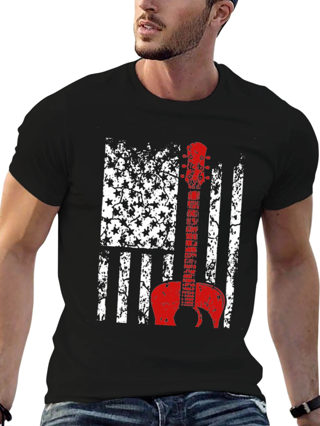 American Flag Guitar T-Shirt