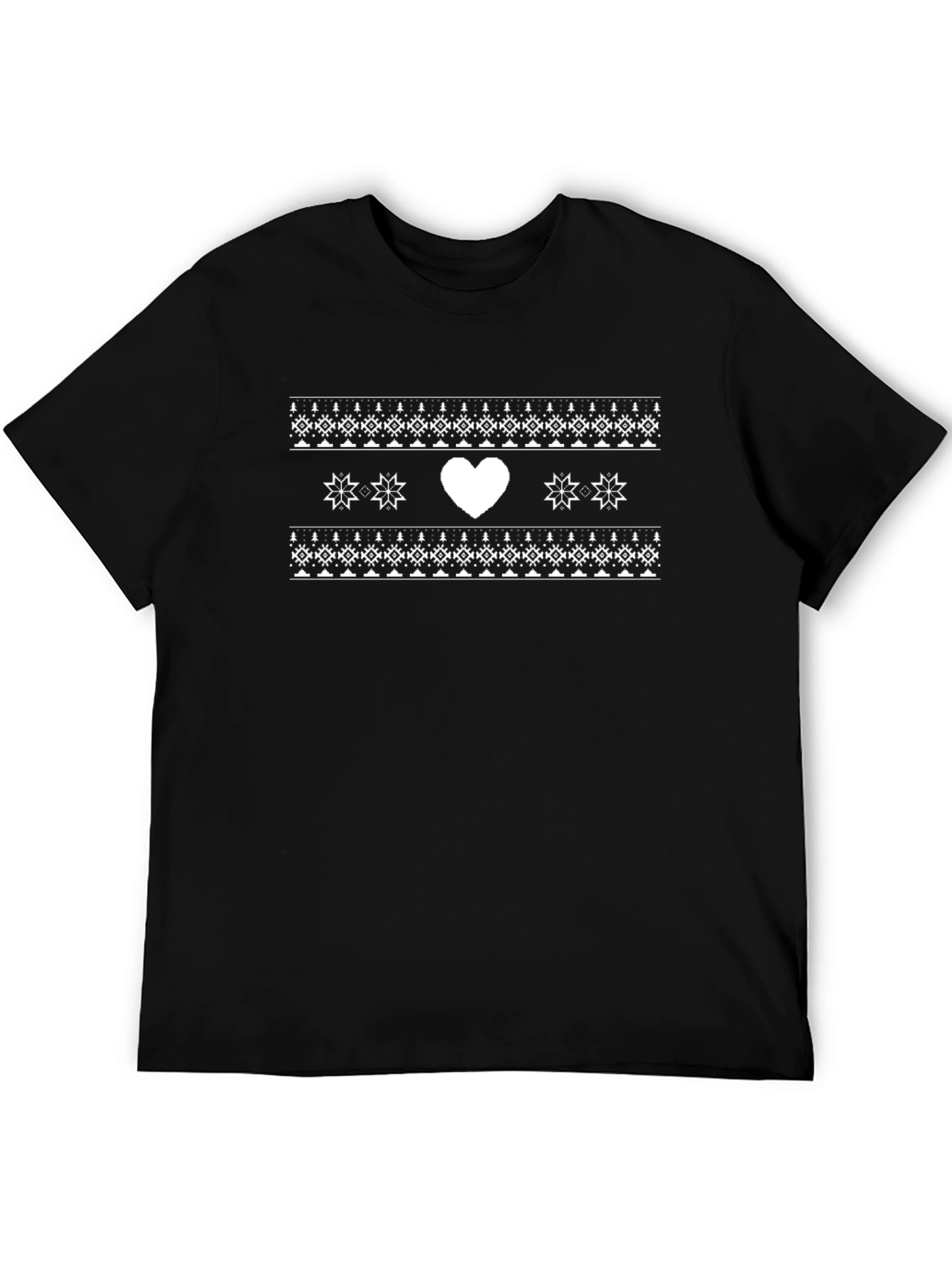 Heart & Star Patterned Black T-Shirt