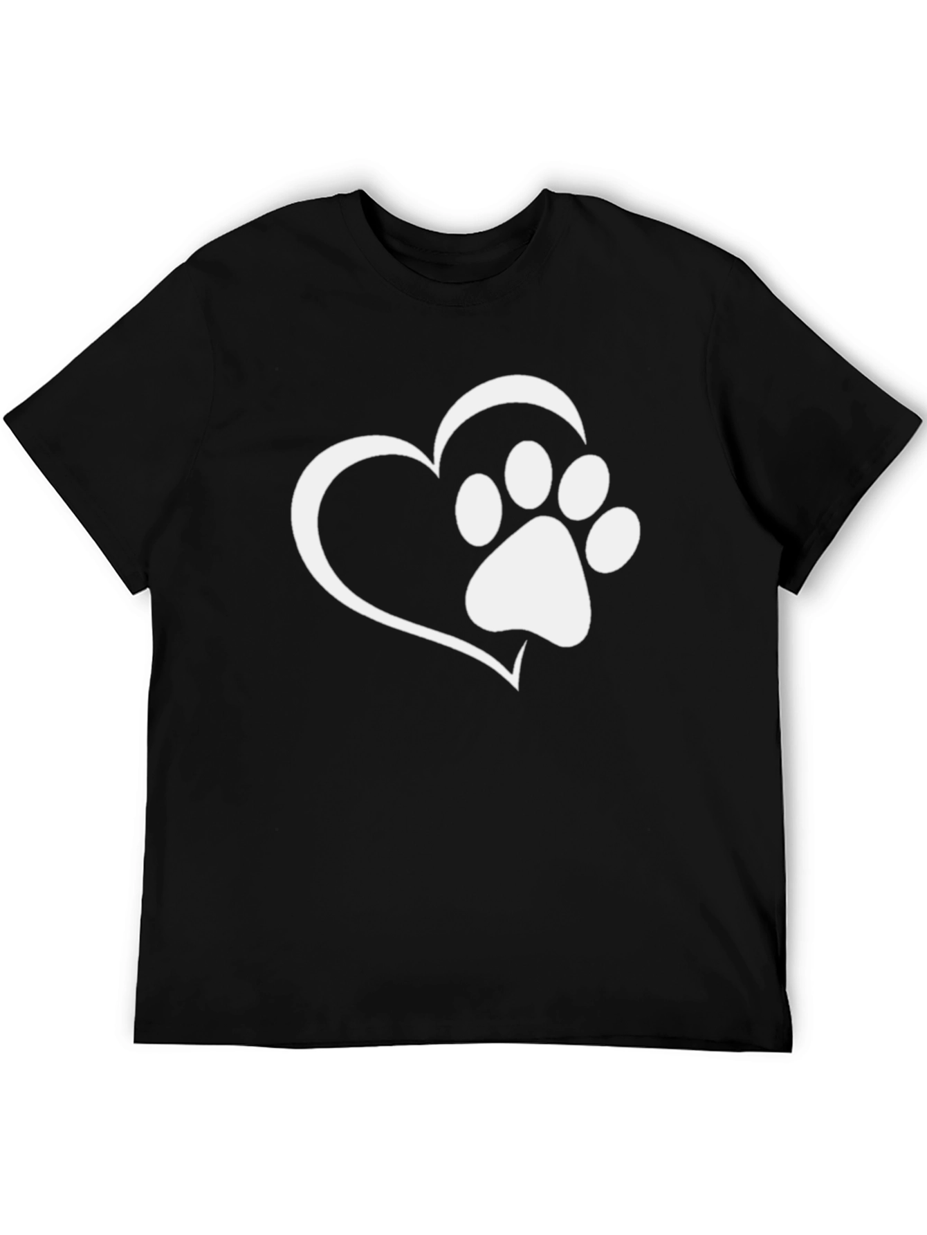 Heart Paw Print Graphic Tee - Black