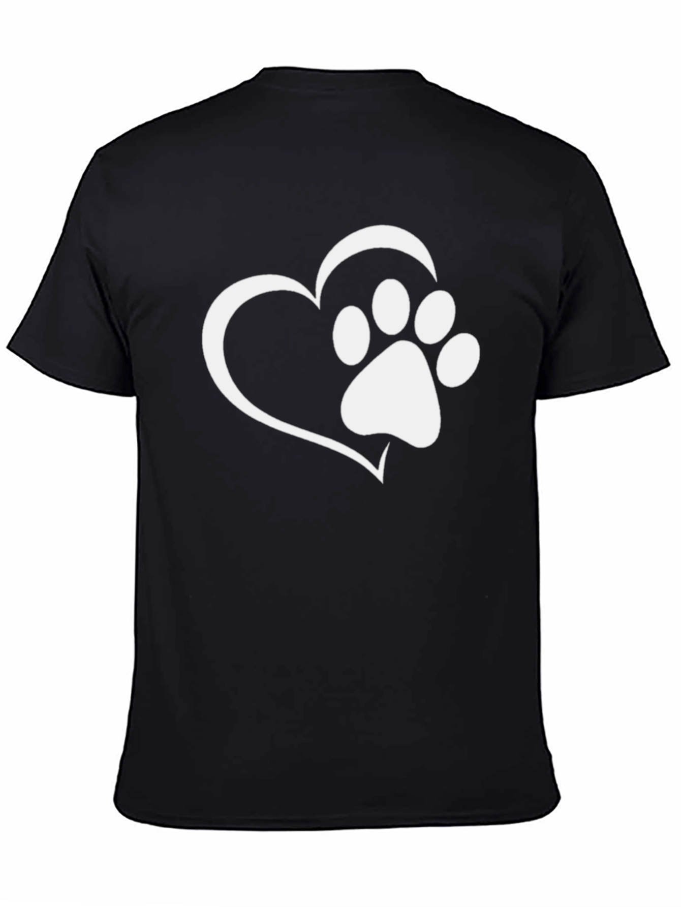 Heart Paw Print Graphic Tee - Black