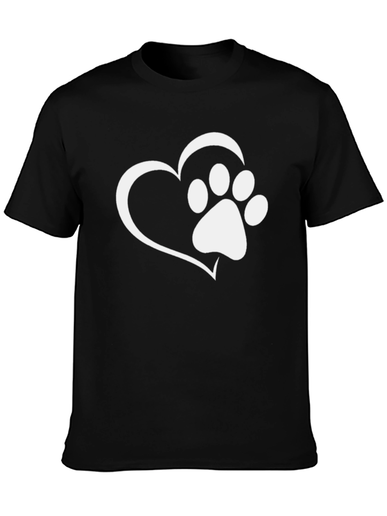 Heart Paw Print Graphic Tee - Black