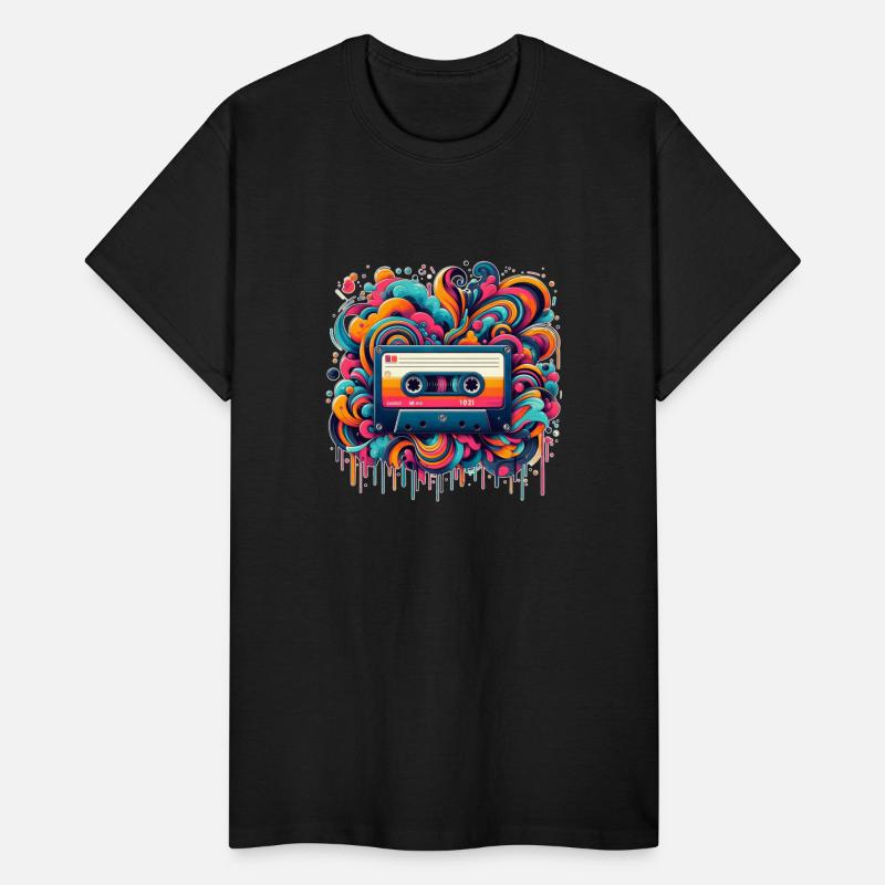 illustration of a music cassette with a background