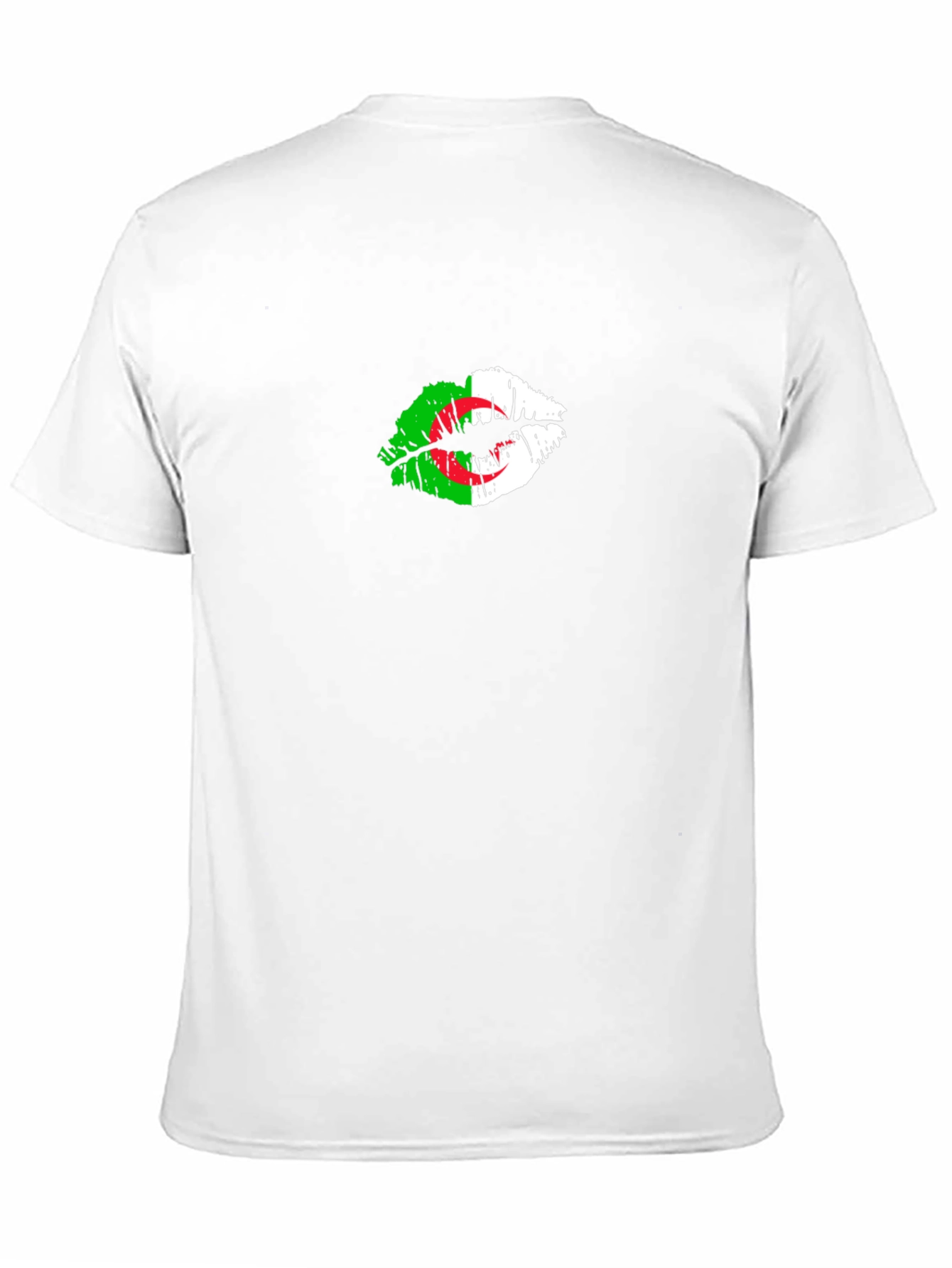 Algeria Flag Lips Print Black T-Shirt
