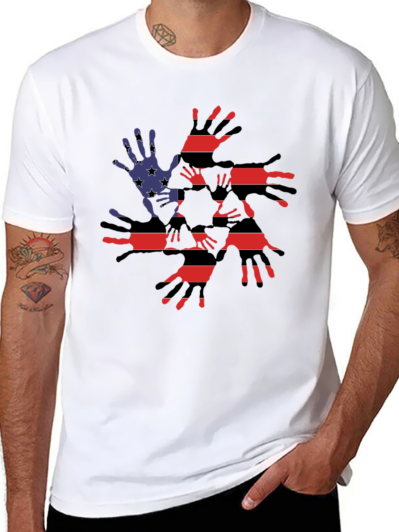 American Flag Handprint Graphic Tee