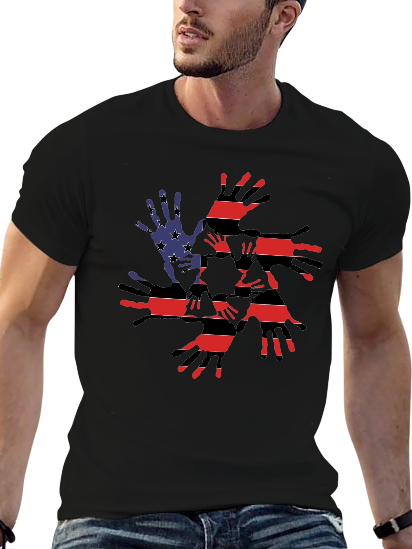 American Flag Handprint Graphic Tee