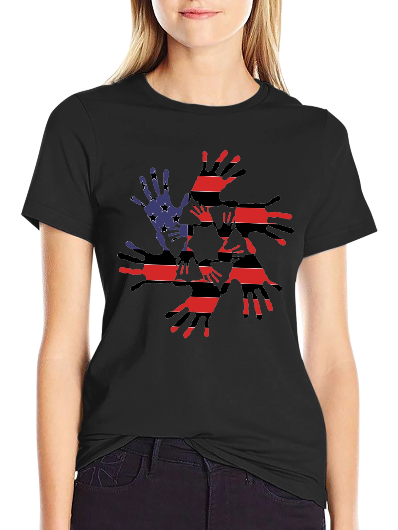 American Flag Handprint Graphic Tee