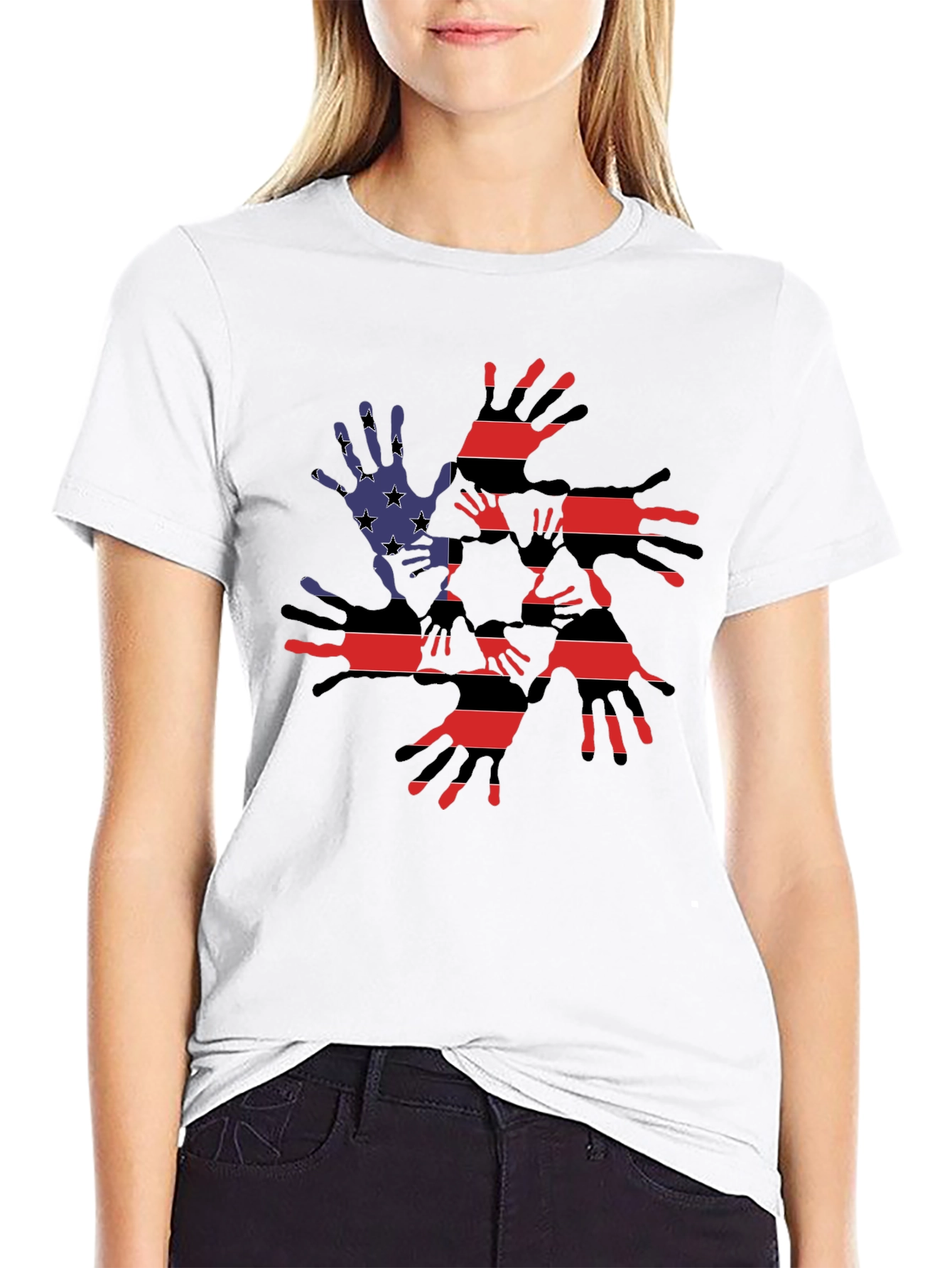 American Flag Handprint Graphic Tee