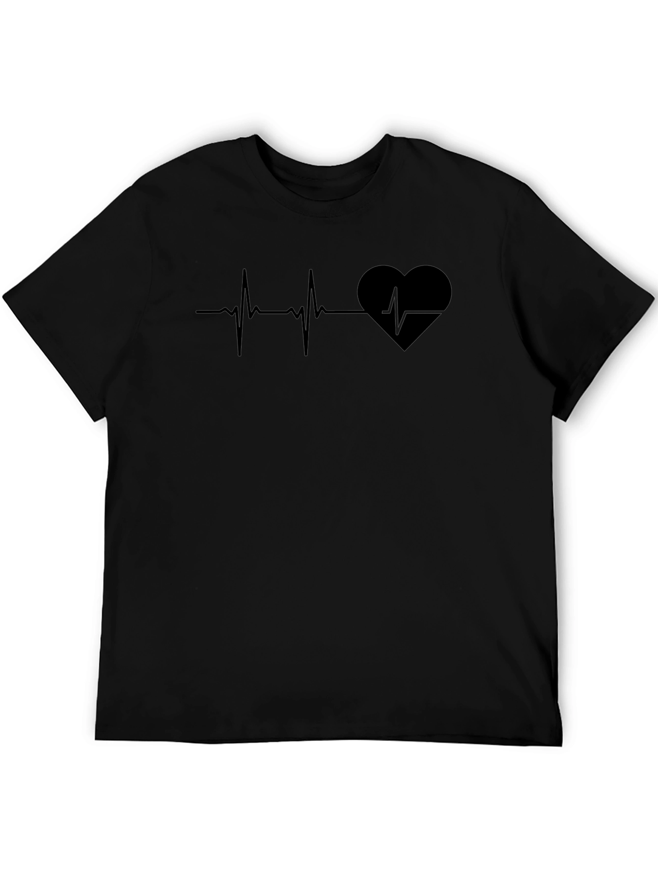 Heartbeat Heart Graphic T-Shirt - Black
