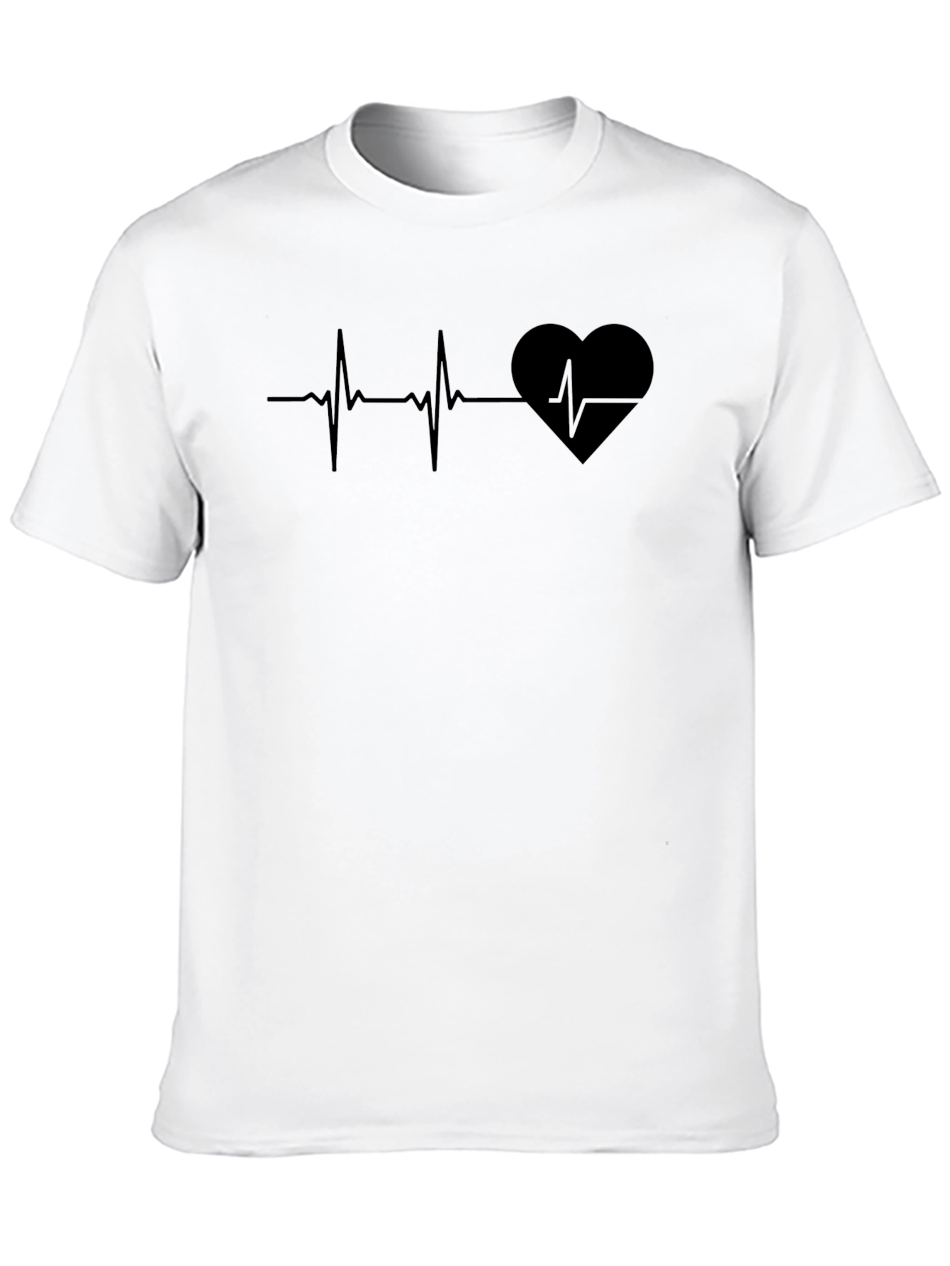 Heartbeat Heart Graphic T-Shirt - Black