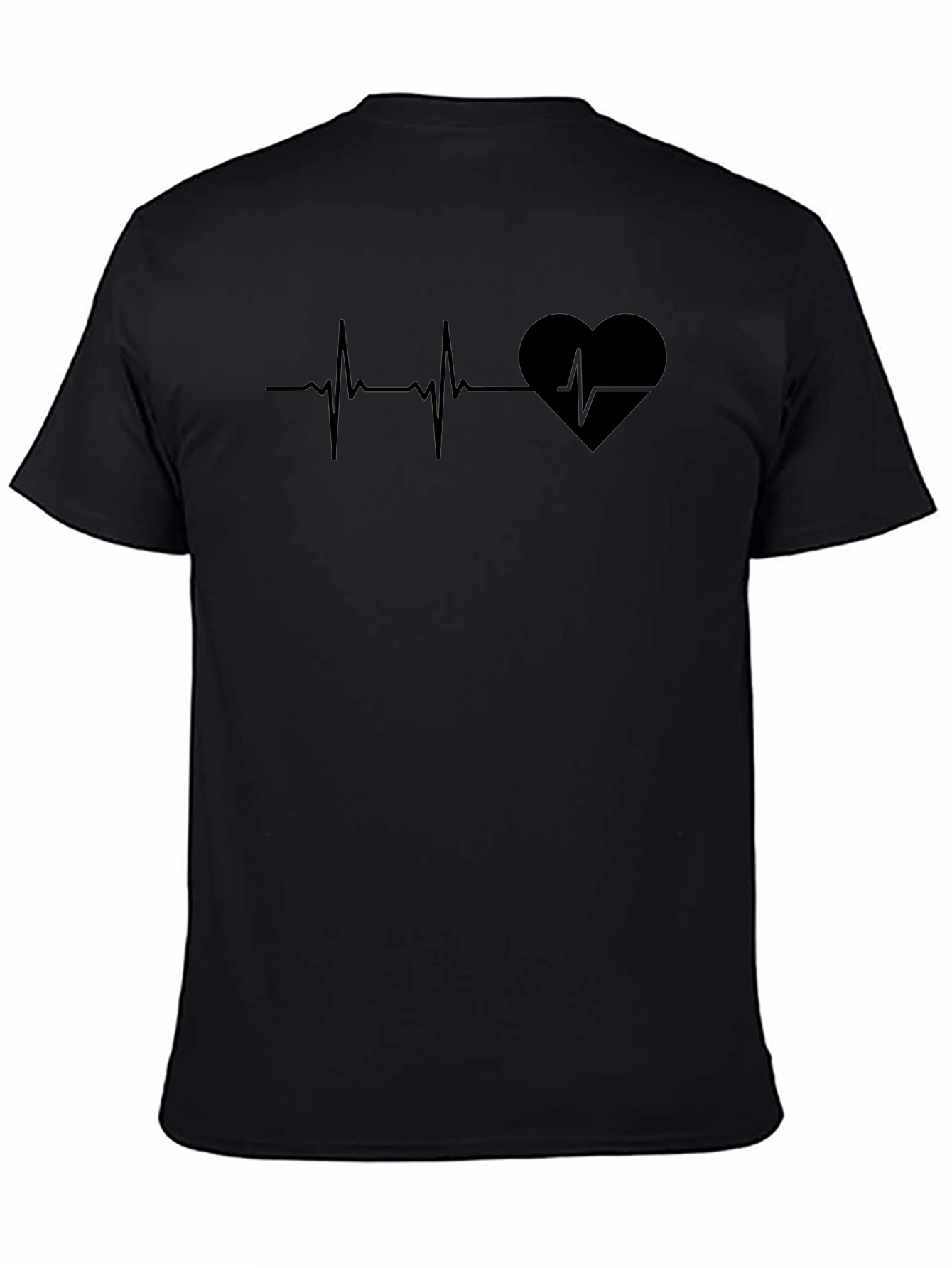 Heartbeat Heart Graphic T-Shirt - Black
