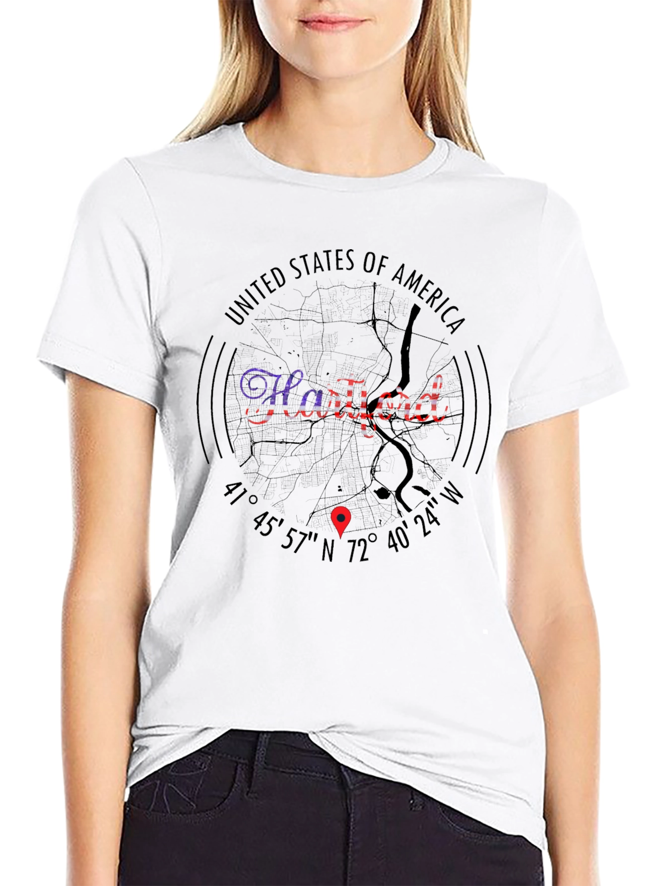 Hartford Map T-Shirt USA Pride